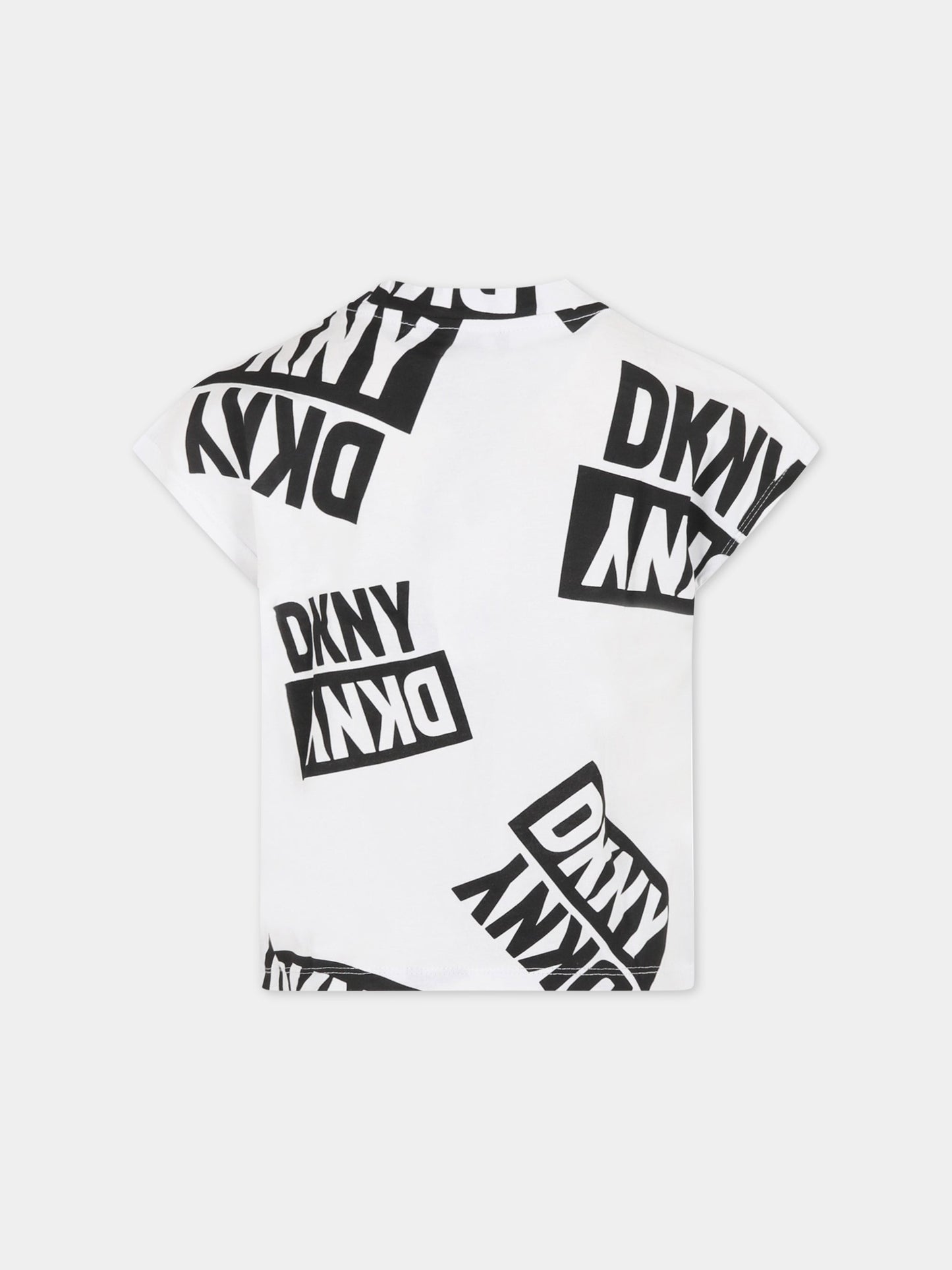 T-shirt bianca per bambina con logo,Dkny,D35S84 N50
