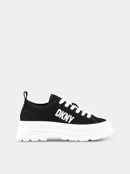 Sneakers nere per bambina con logo bianco,Dkny,D39107 09B