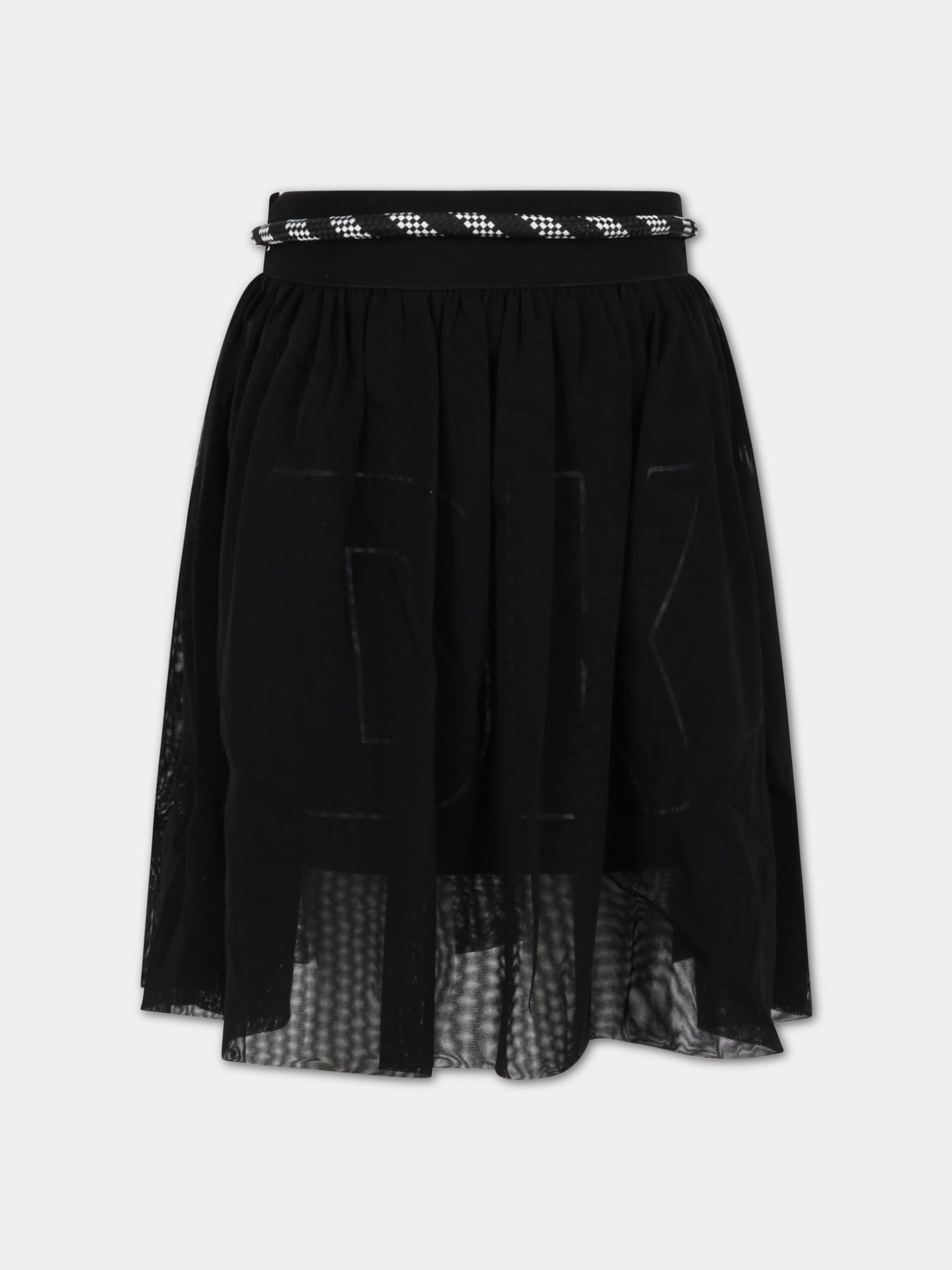 Gonna nera per bambina con logo bianco,Dkny,D3360609B