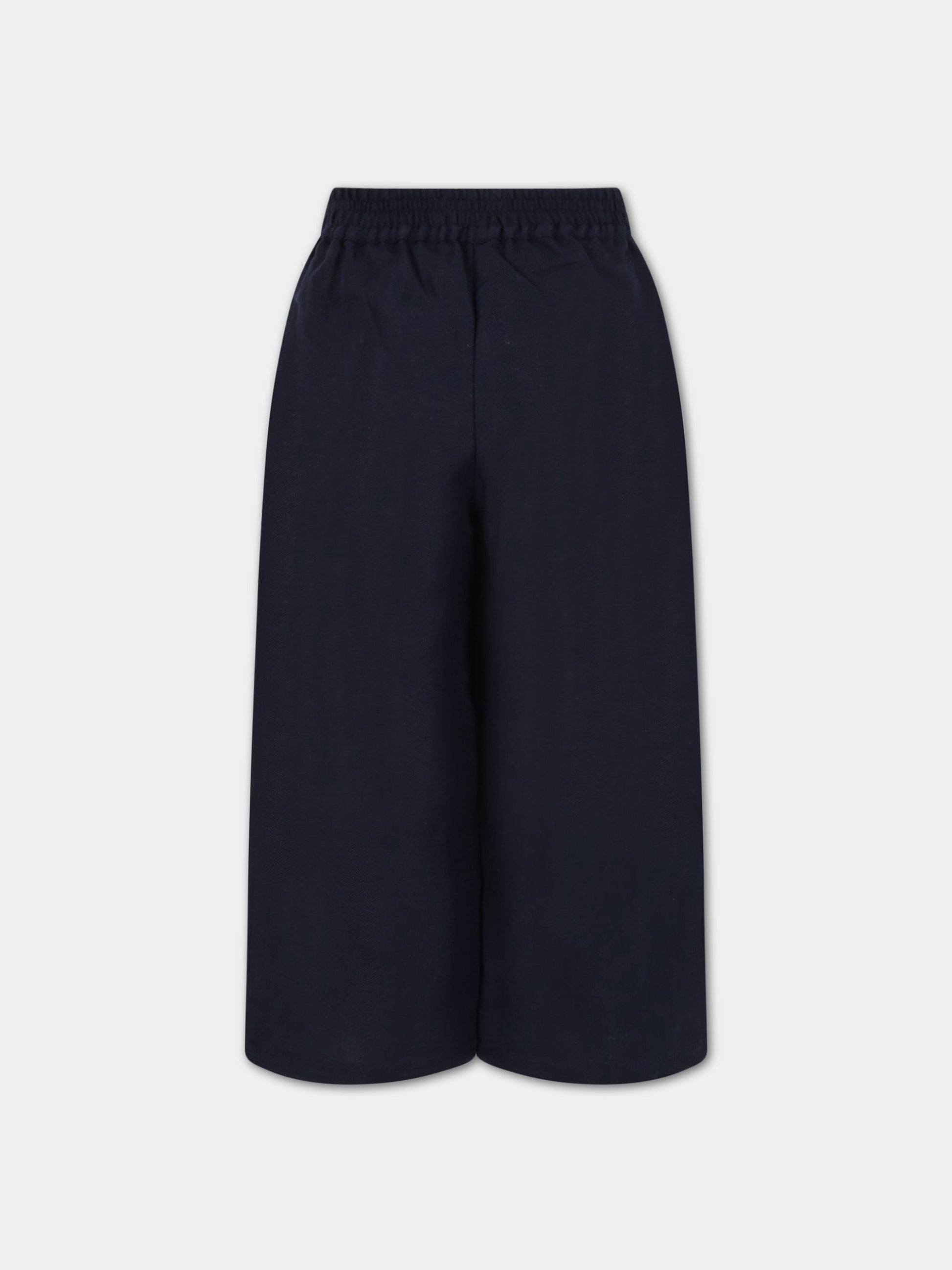 Pantaloni blu per bambina con dettagli smerlati,Chloé Kids,C14726 859