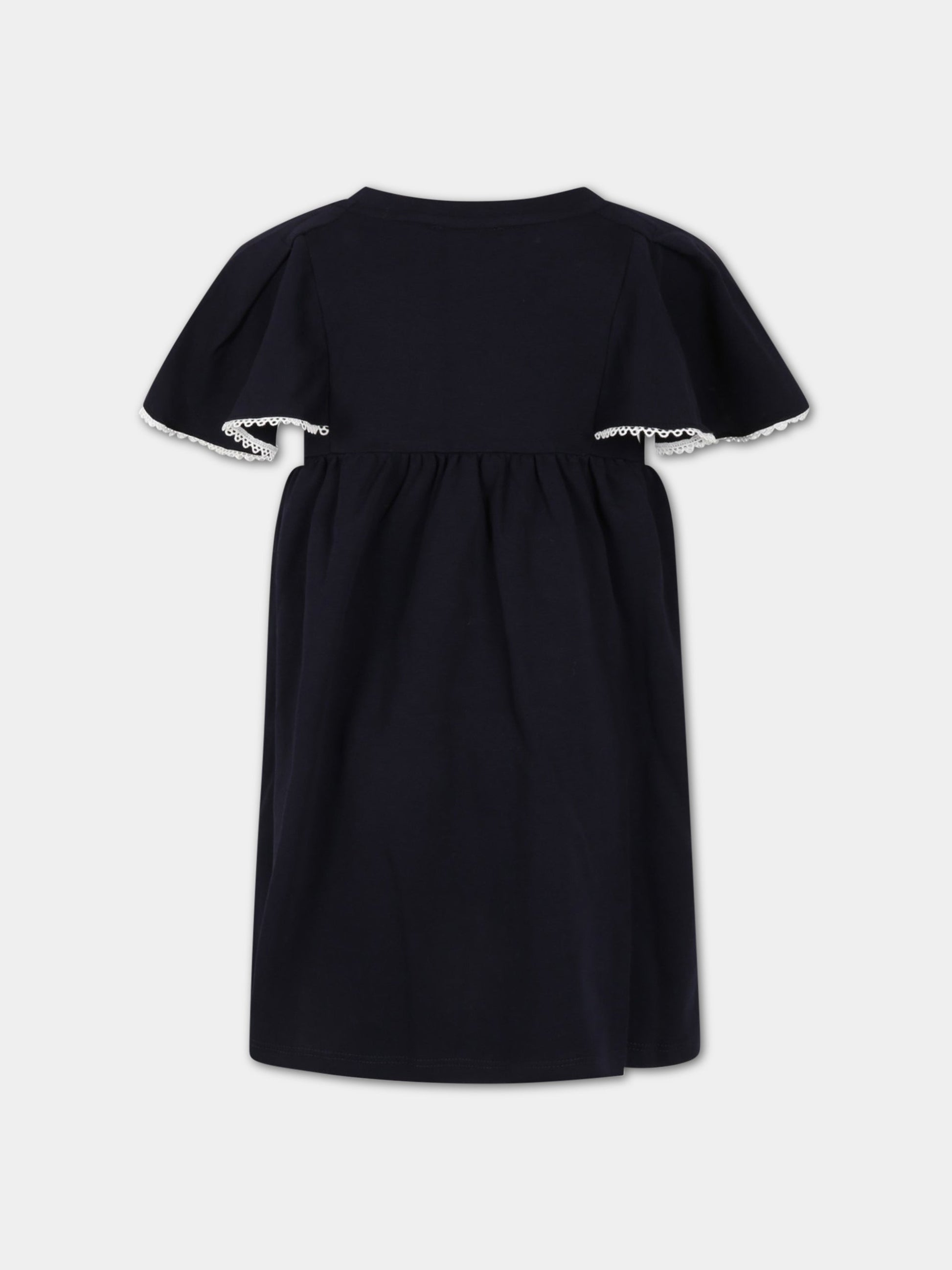 Vestito blu per bambina con logo,Chloé Kids,C12926 859