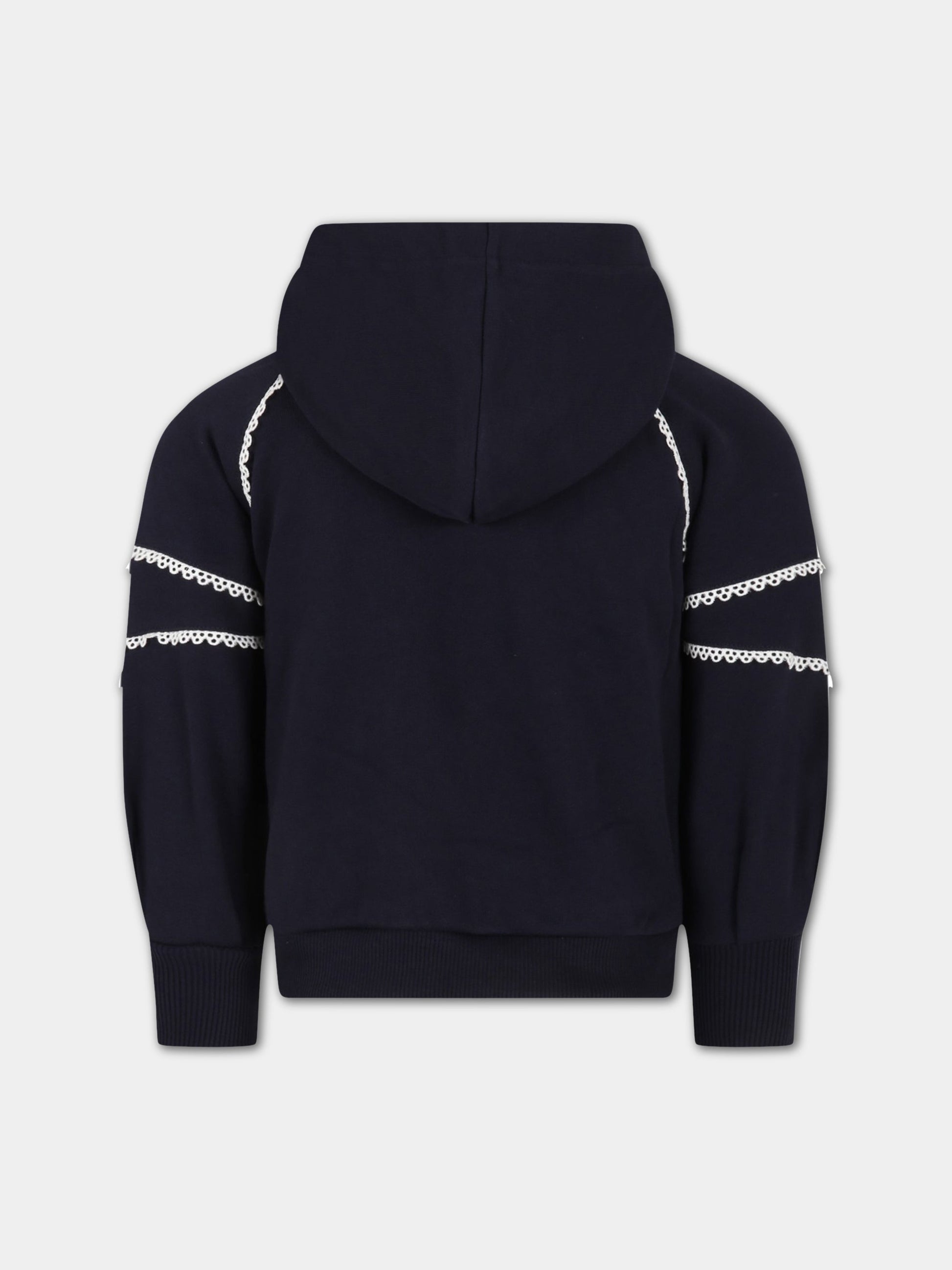 Felpa blu per bambina con logo bianco,Chloé Kids,C15D98 859