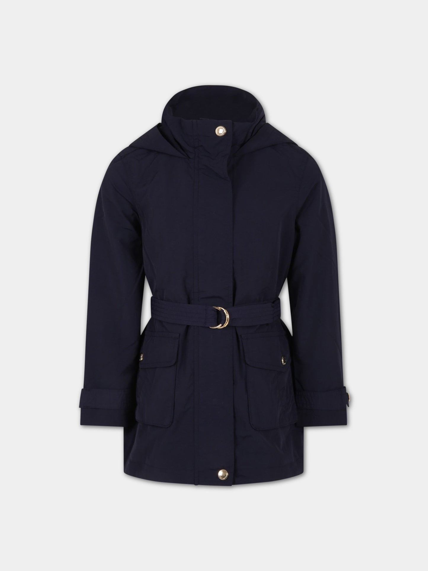 Parka blu per bambina con logo,Chloé Kids,C16433 859