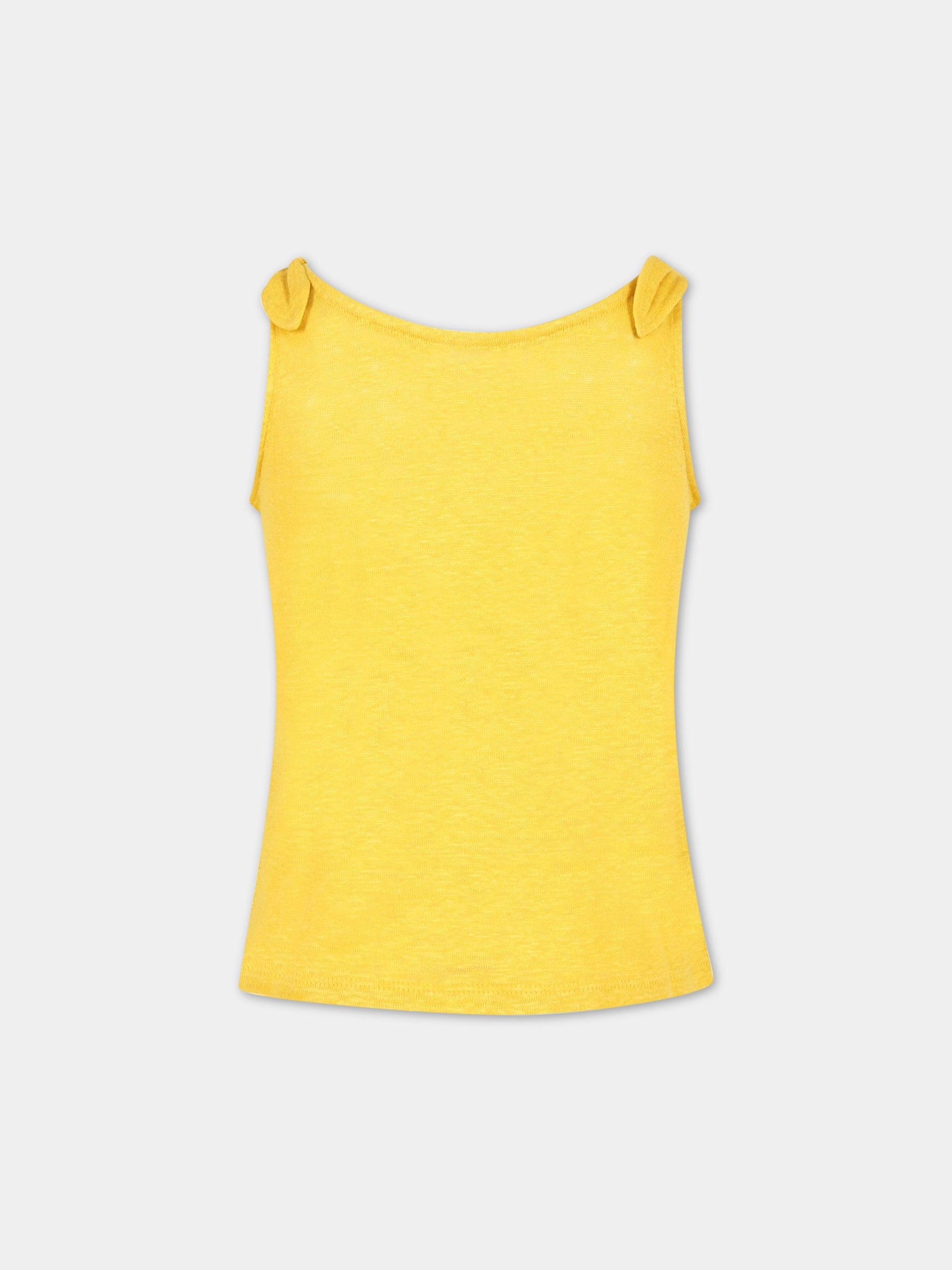 T-shirt gialla per bambina con logo,Chloé Kids,C15D94 588