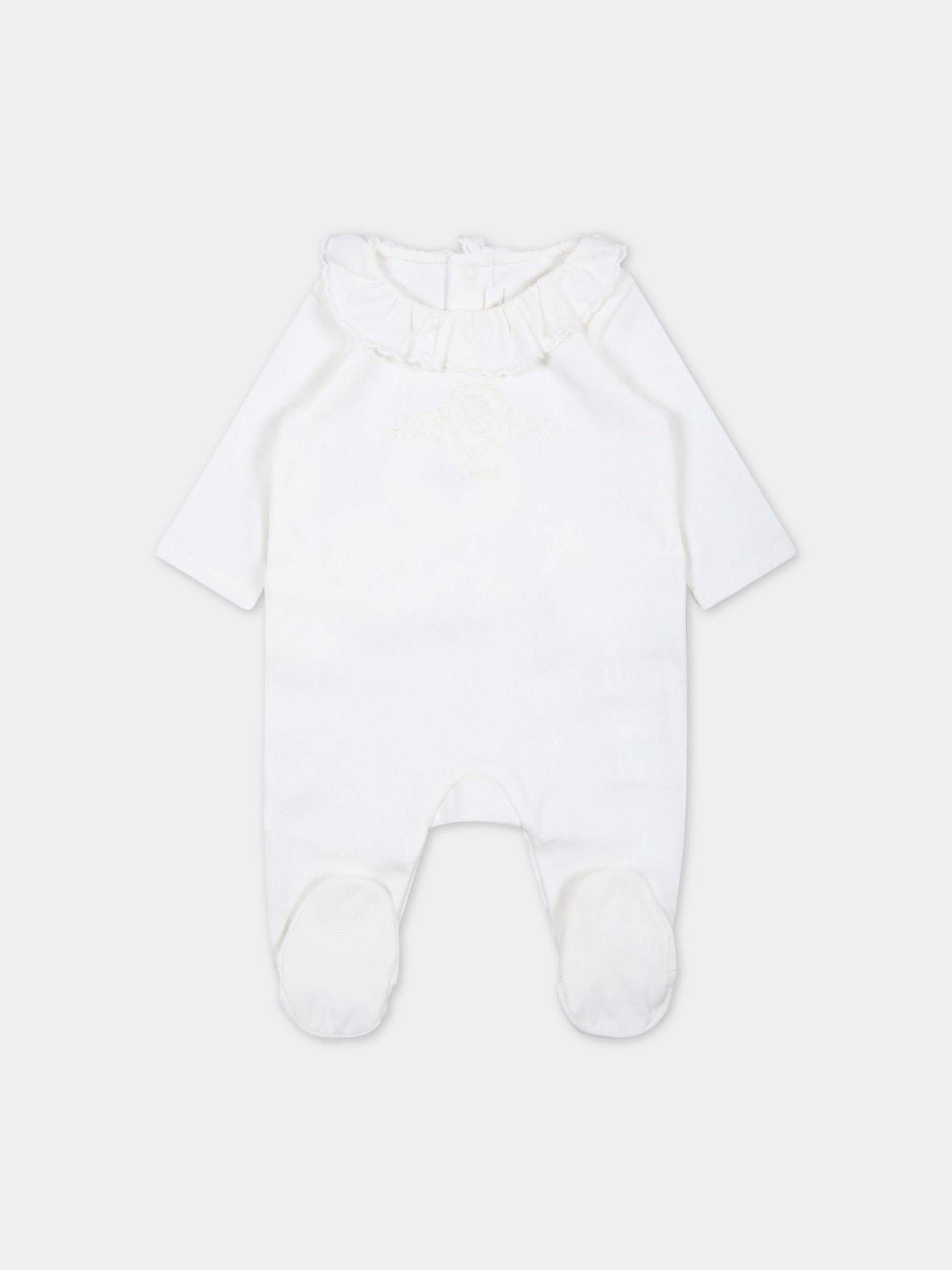Set bianco per neonata con logo,Chloé Kids,C97302 117
