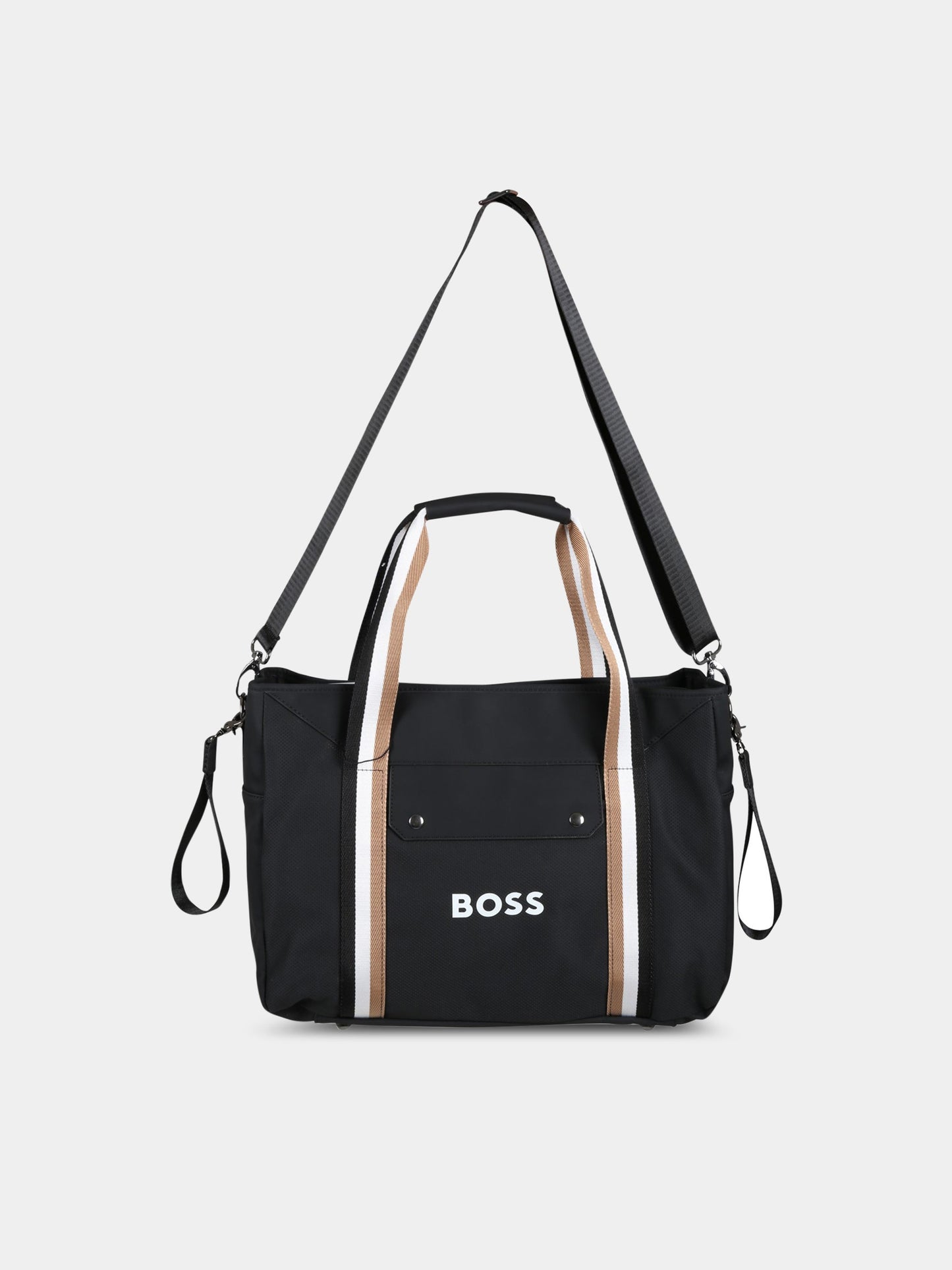 Borsa-mamma nera per neonato con patch logato,Boss,J90313 09B