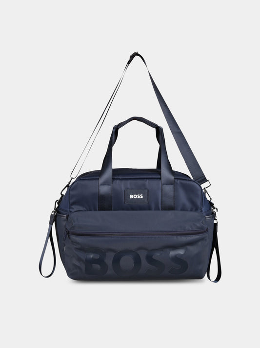 Borsa-mamma blu per neonato con patch logato,Boss,J90309  849