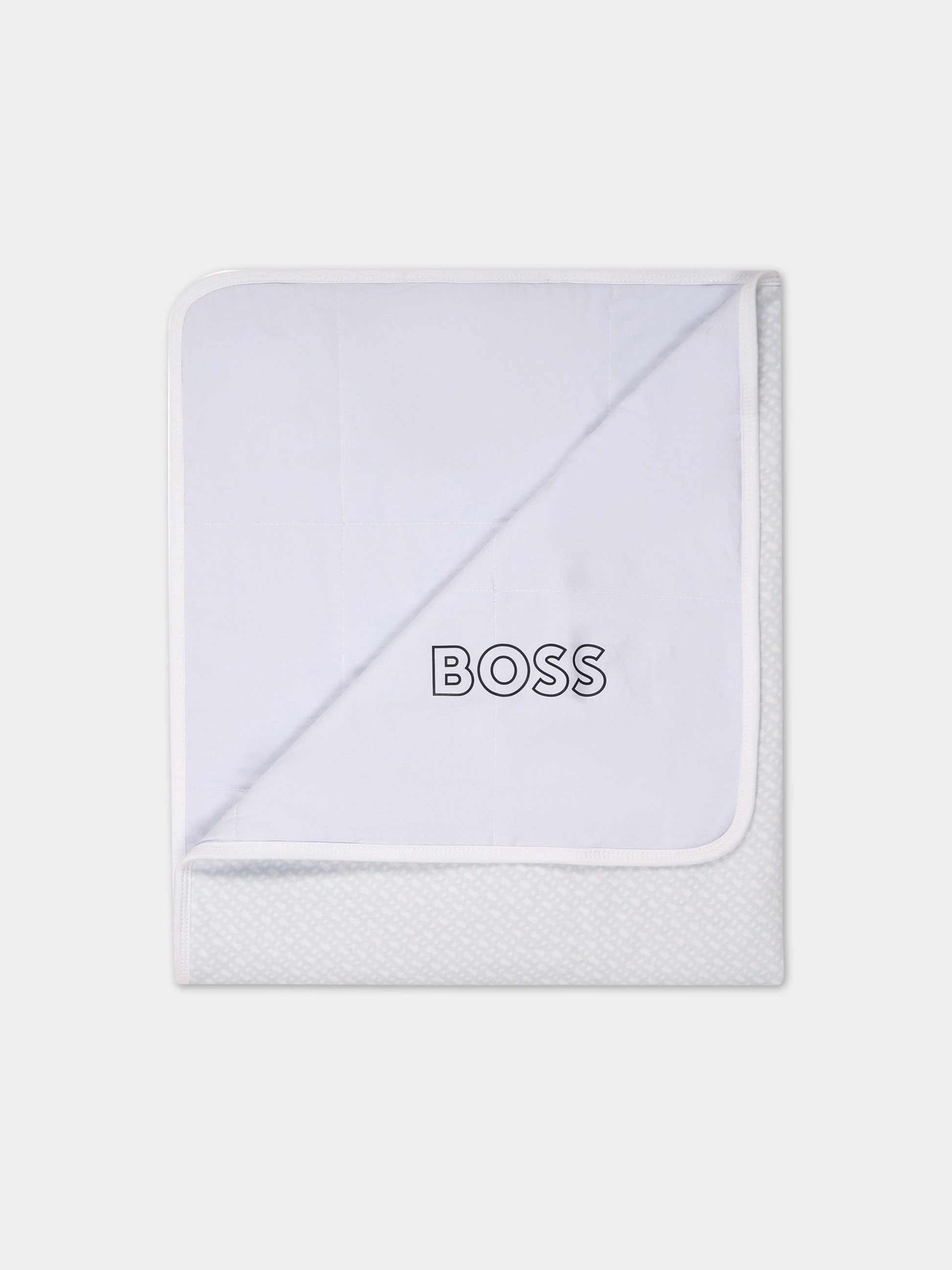 Coperta celeste per neonato con logo,Boss,J90317 771