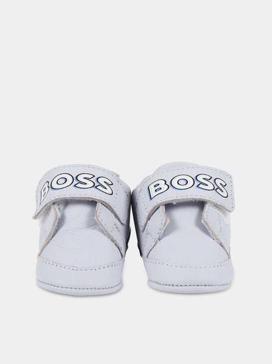 Sneakers celeste per neonato con scritta  Boss ,Boss,J99126 771