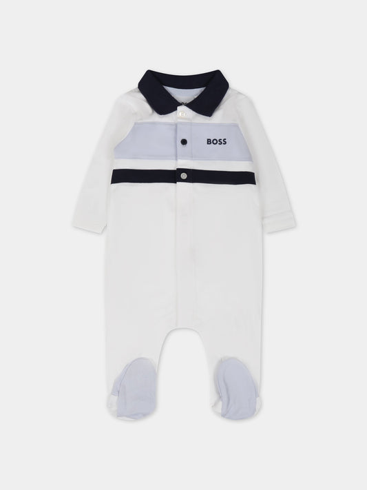 Pagliaccetto bianco per neonato con logo,Boss,J97203 10P