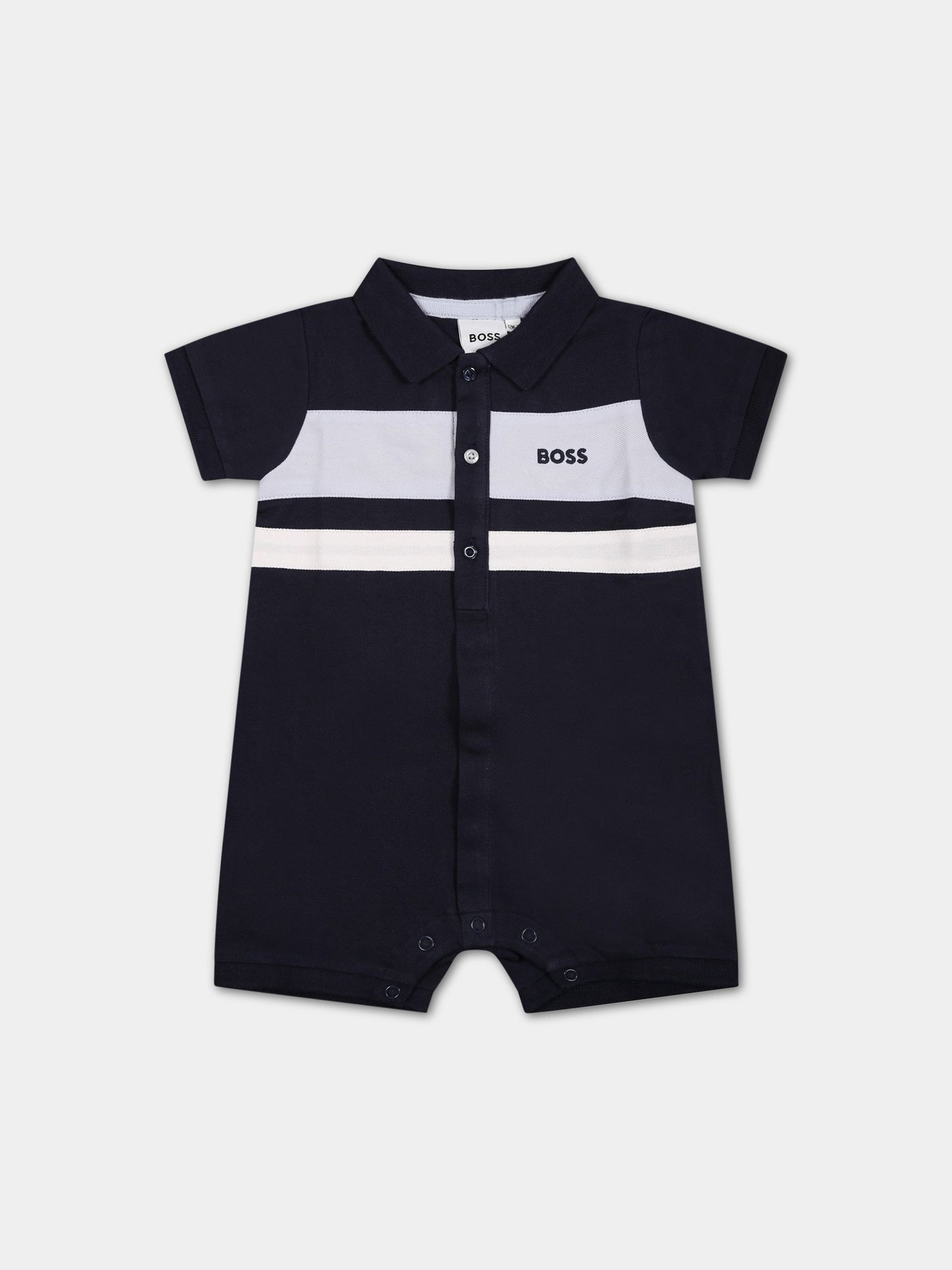 Pagliaccetto blu per neonato con logo,Boss,J94339 849