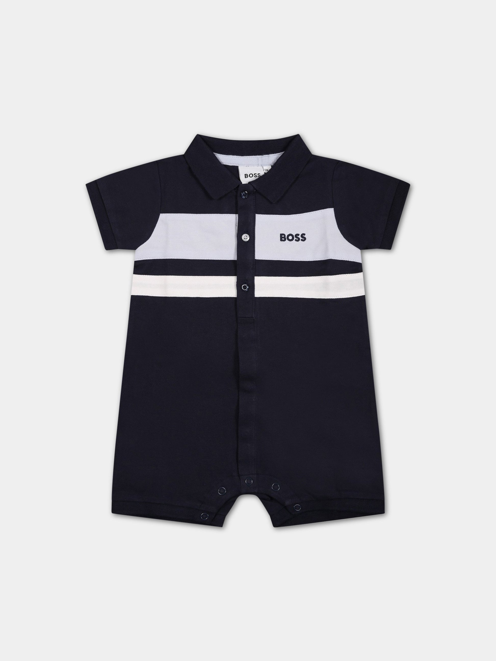 Pagliaccetto blu per neonato con logo,Boss,J94339 849