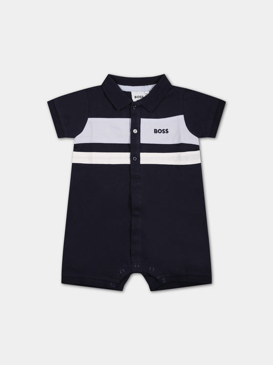 Pagliaccetto blu per neonato con logo,Boss,J94339 849