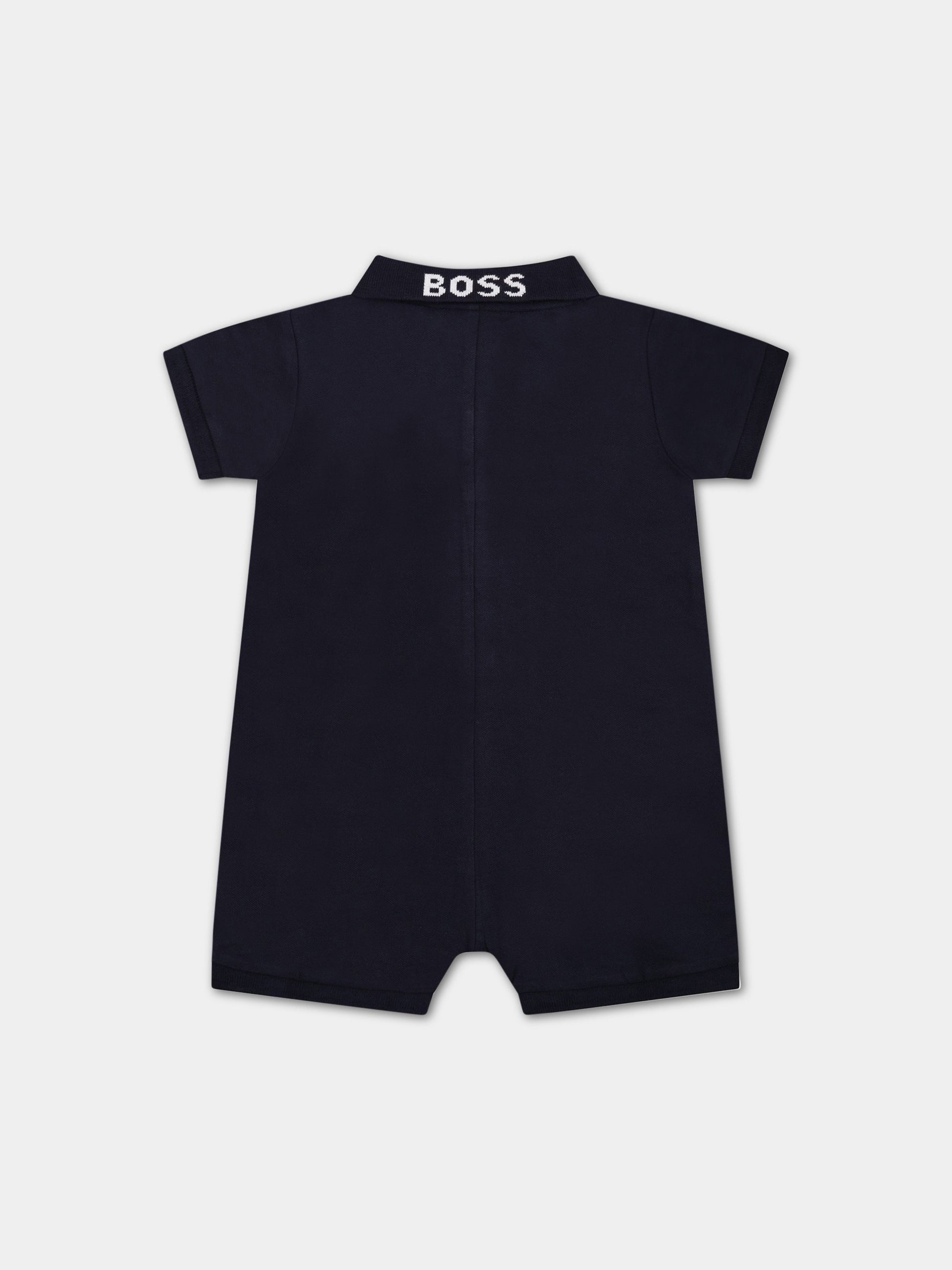 Pagliaccetto blu per neonato con logo,Boss,J94339 849