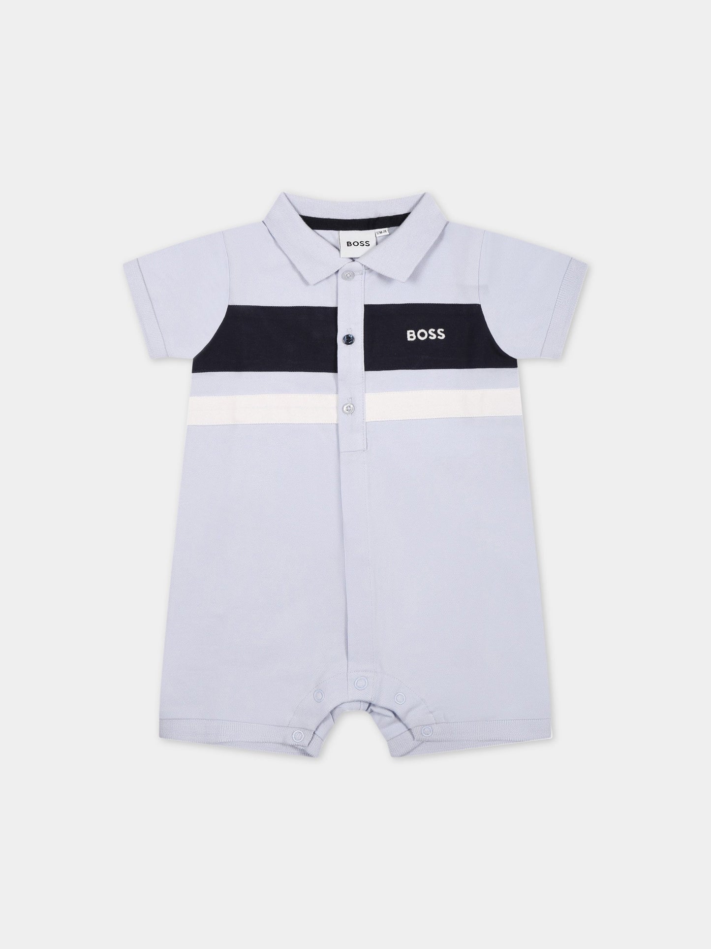 Pagliaccetto celeste per neonato con logo,Boss,J94339 771