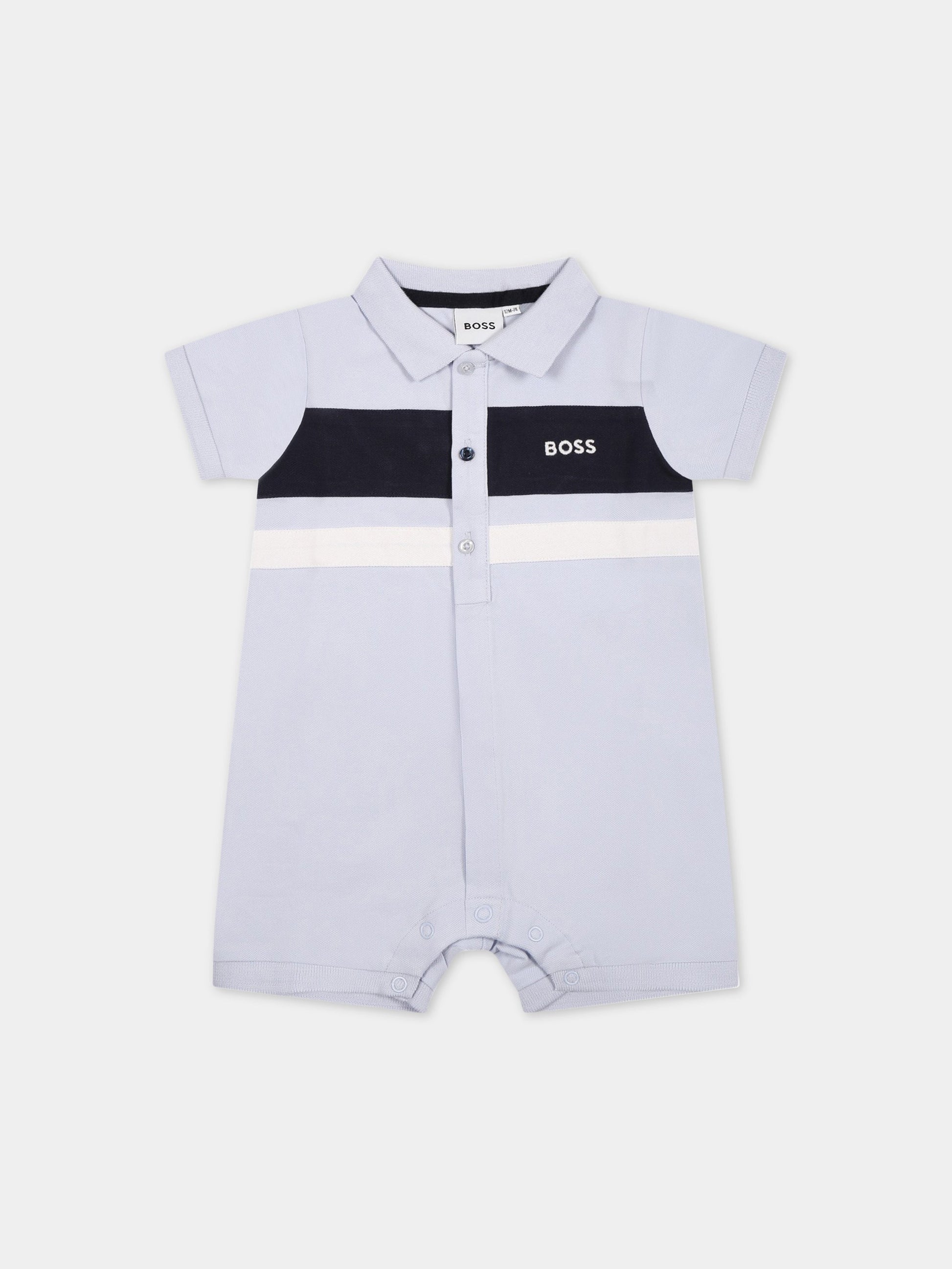 Pagliaccetto celeste per neonato con logo,Boss,J94339 771