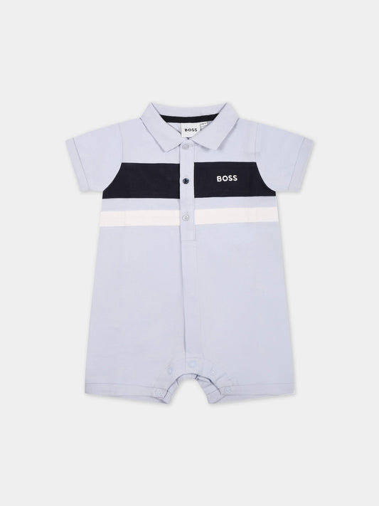 Pagliaccetto celeste per neonato con logo,Boss,J94339 771