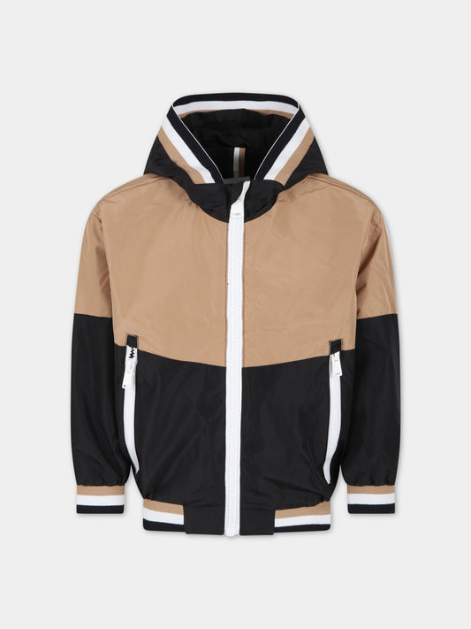 Giacca multicolor a vento per bambino con patch logato,Boss,J26497 09B