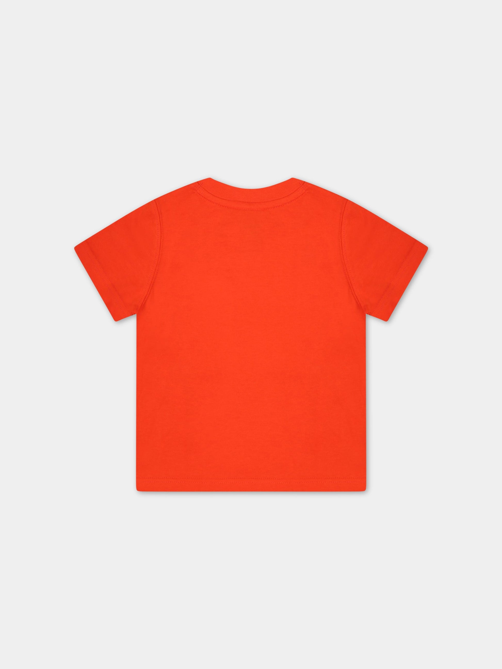 T-shirt arancione per neonato con logo bianco,Timberland,T05K87 40A