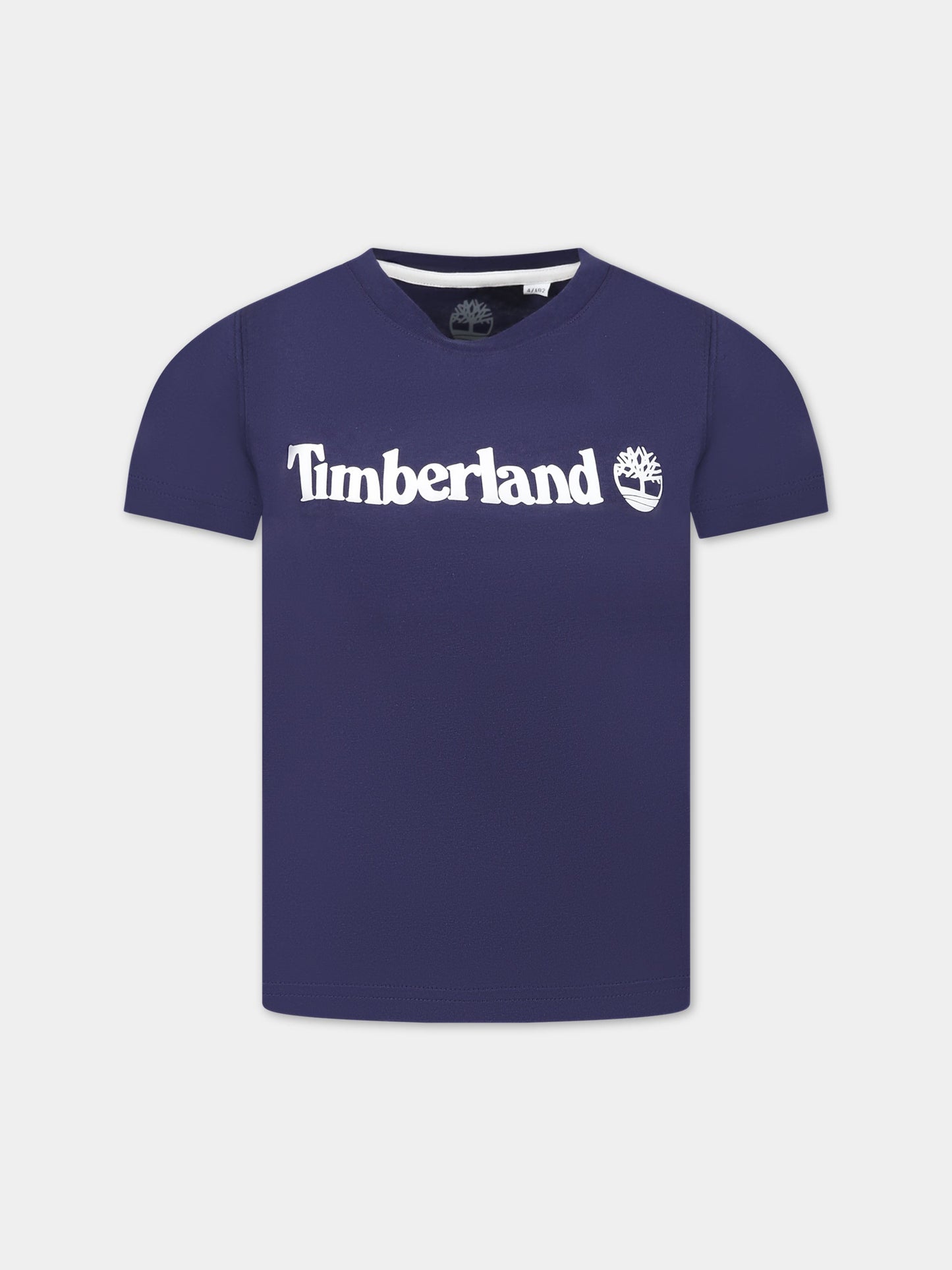 T-shirt blu per bambino con logo,Timberland,T25T77 85T