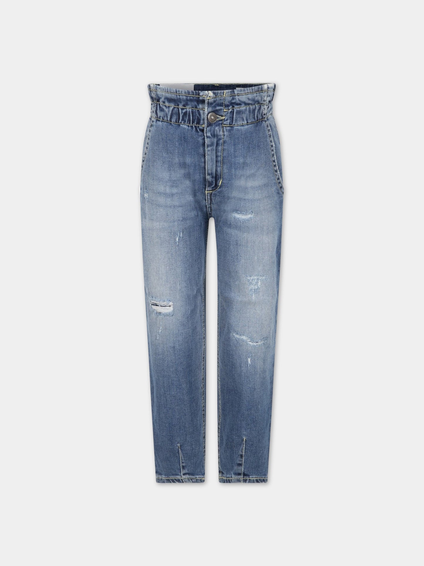 Jeans blu per bambina con finti strappi,Dondup Kids,DFPA221C DS041 4016