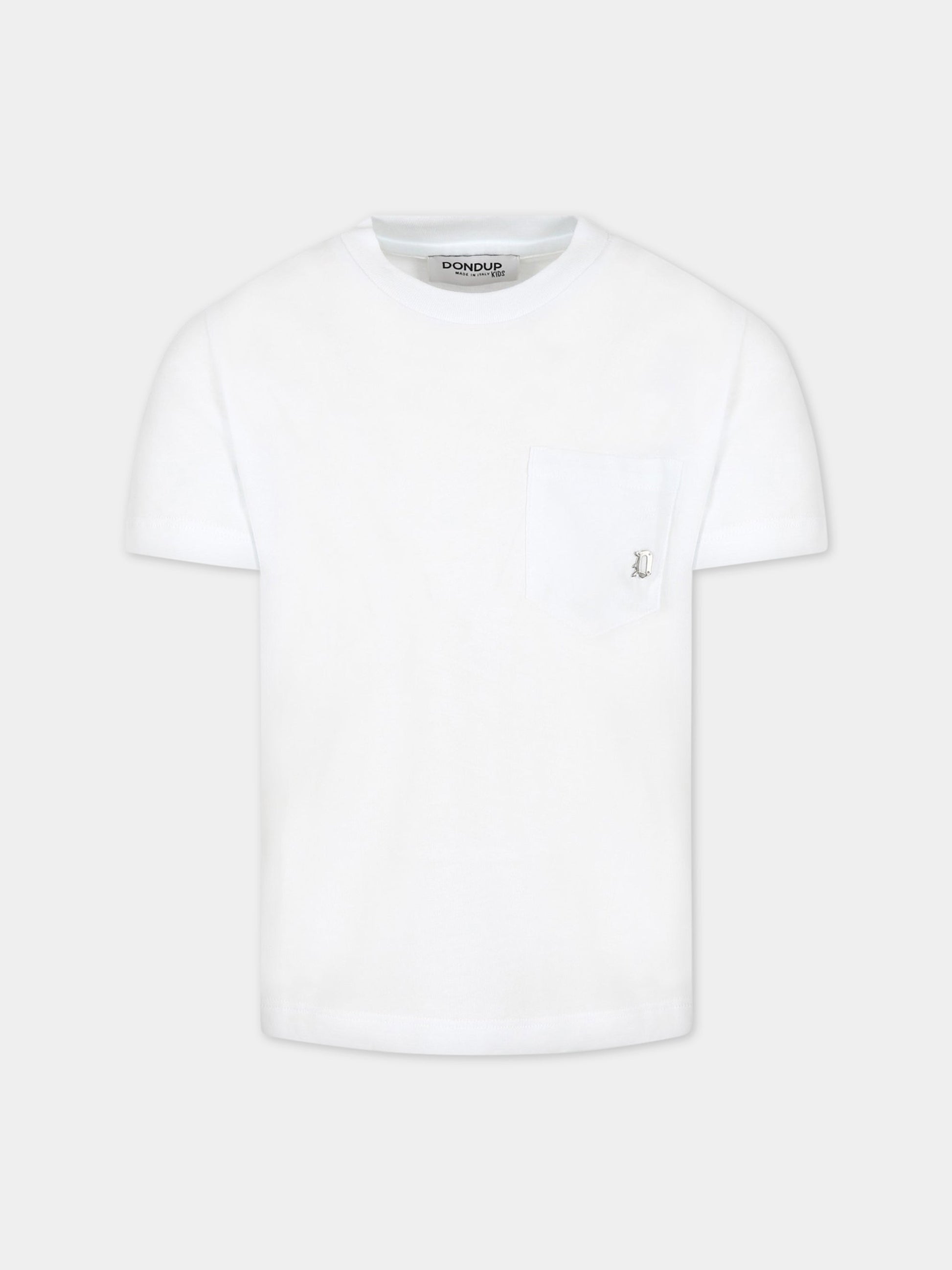 T-shirt bianca per bambino con logo,Dondup Kids,DMTS106C JF65 B006