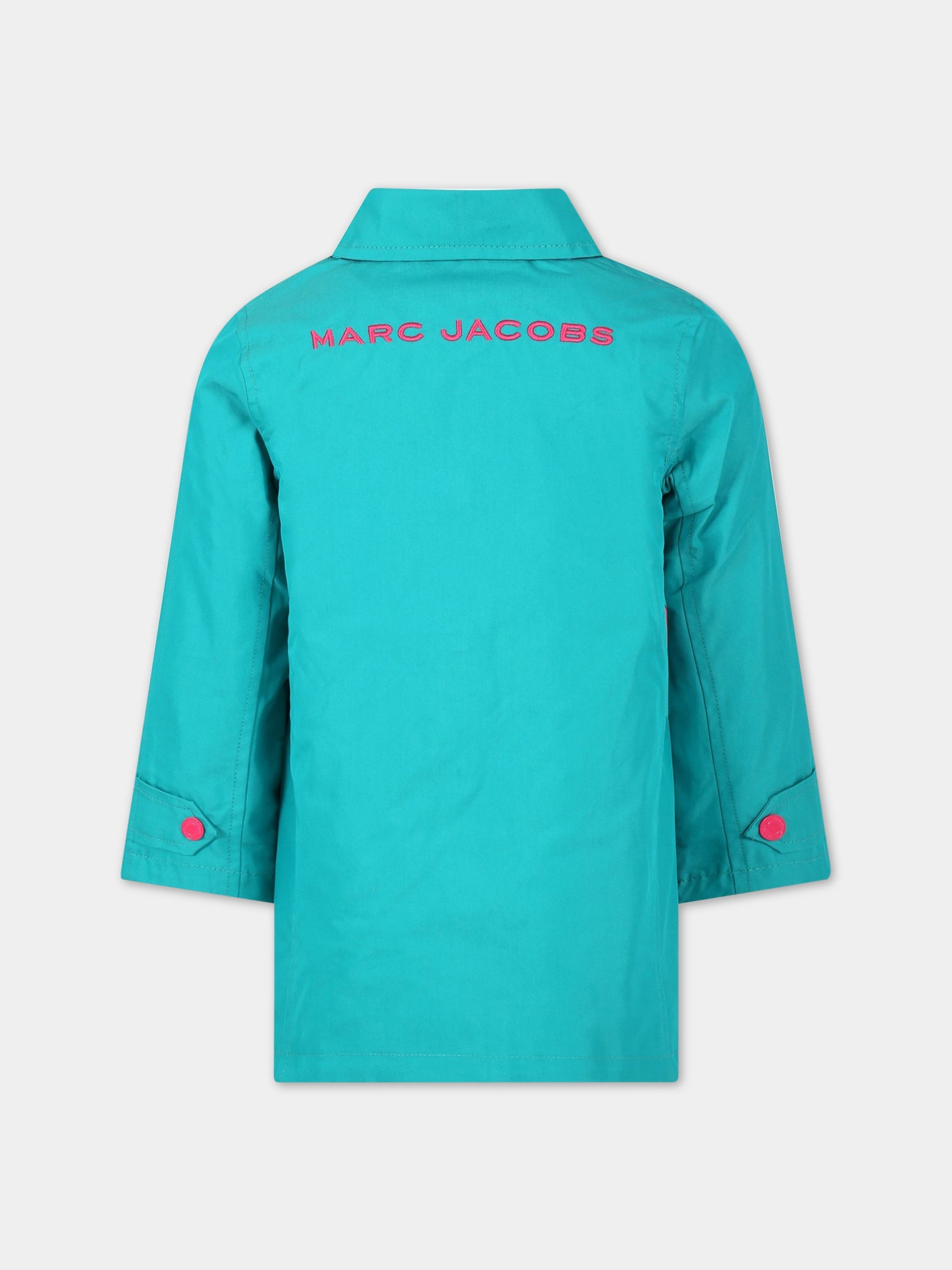 Cappotto verde per bambina con stampa e logo,Little Marc Jacobs,W16149 682