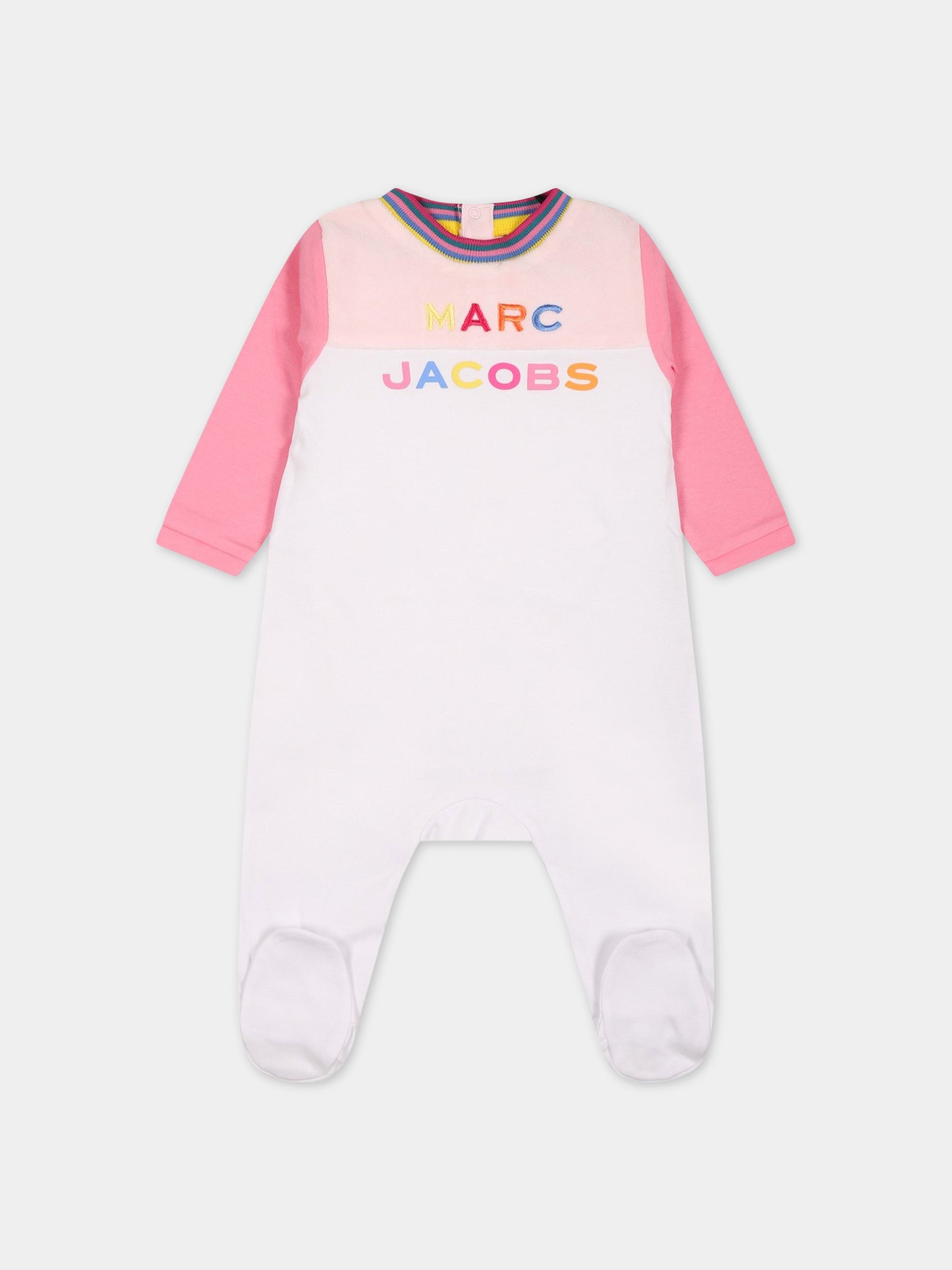 Tutina bianca per neonata con logo multicolor,Little Marc Jacobs,W97100 475