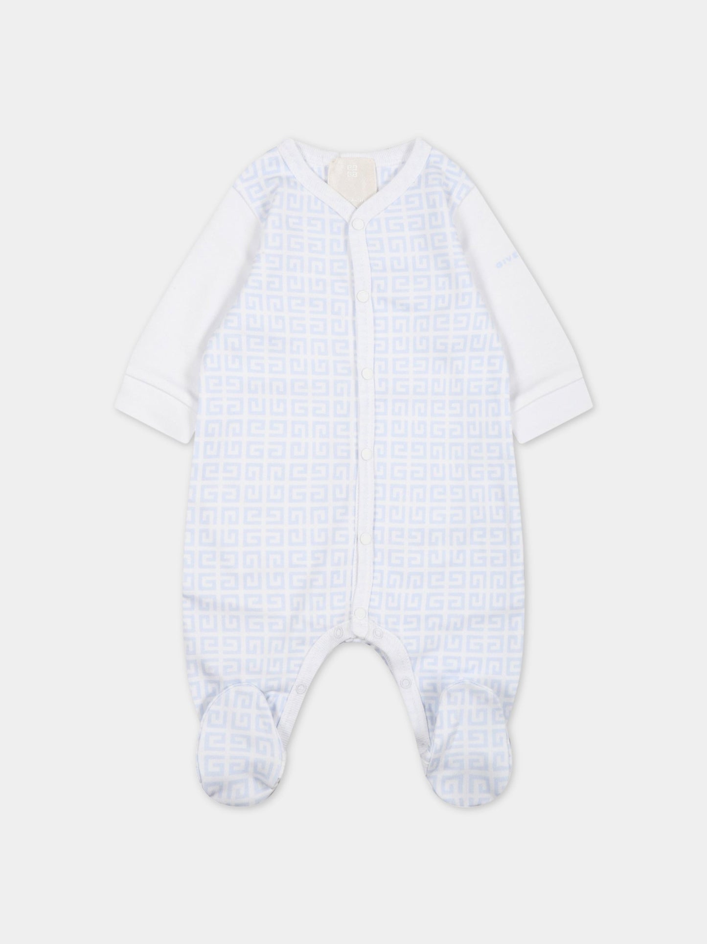 Tutina bianca per neonato con logo celeste,Givenchy Kids,H97086 771