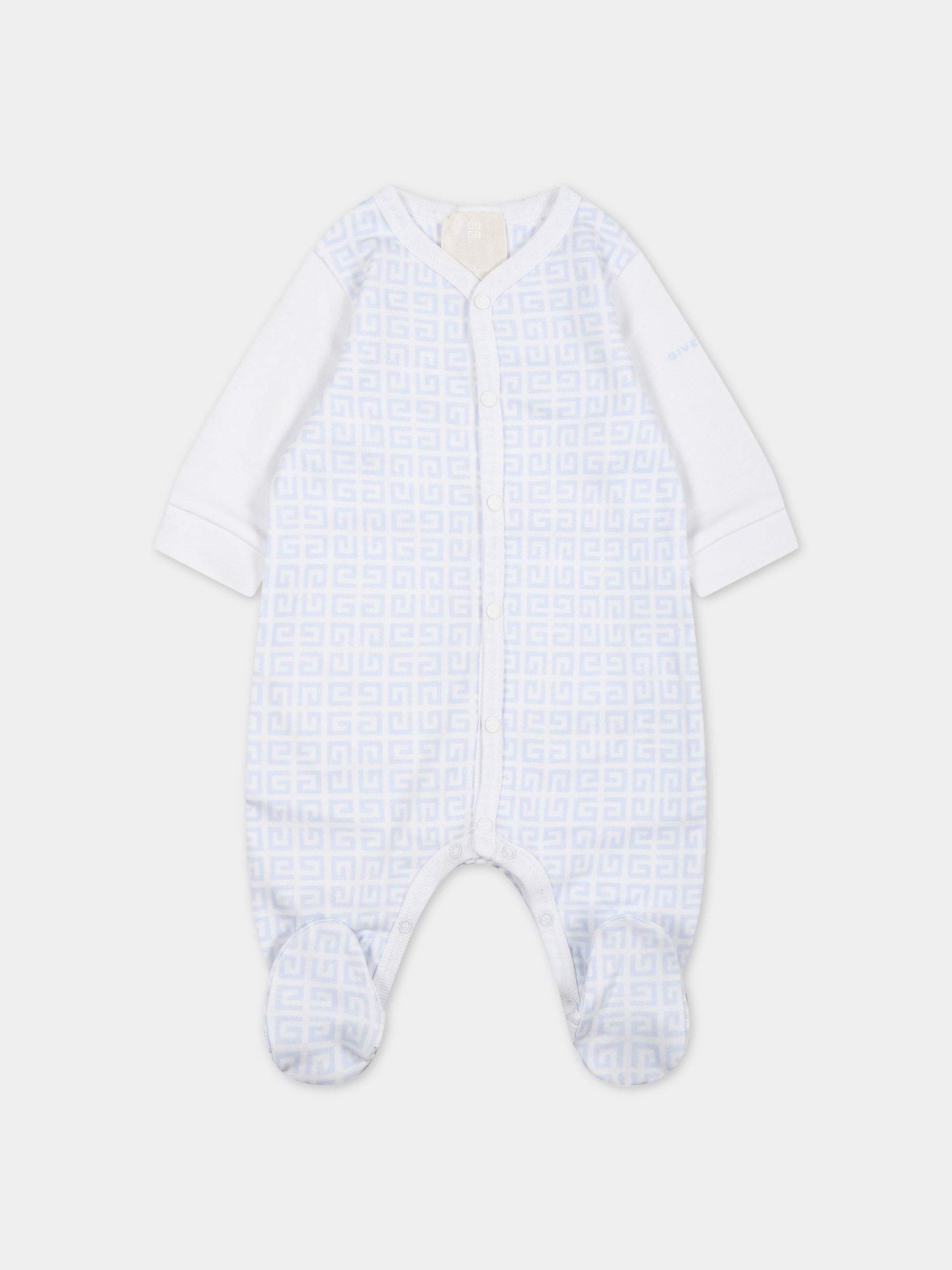 Tutina bianca per neonato con logo celeste,Givenchy Kids,H97086 771