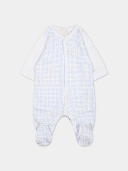 Tutina bianca per neonato con logo celeste,Givenchy Kids,H97086 771
