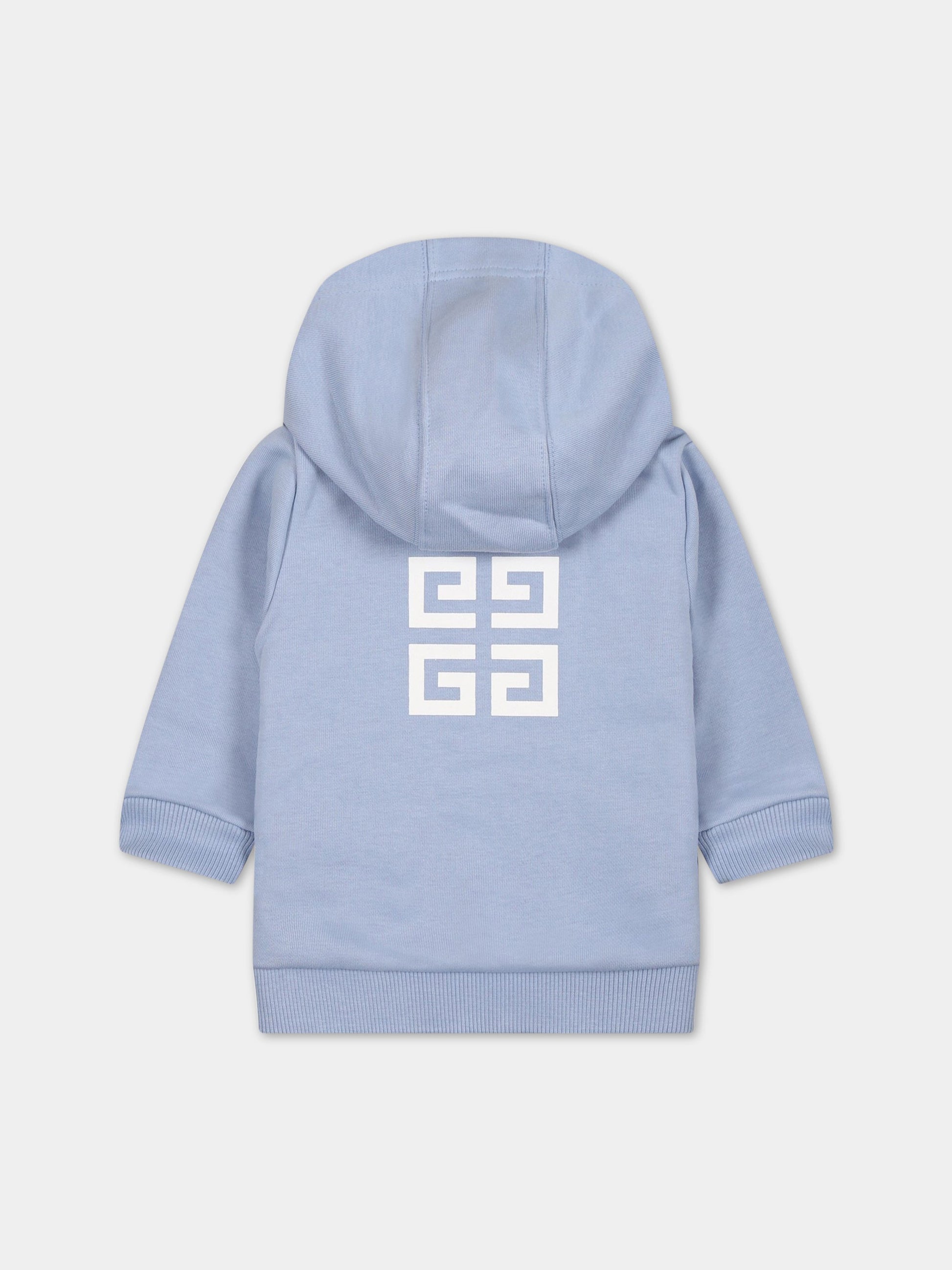 Felpa celeste per neonato con iconico logo,Givenchy Kids,H05254 790