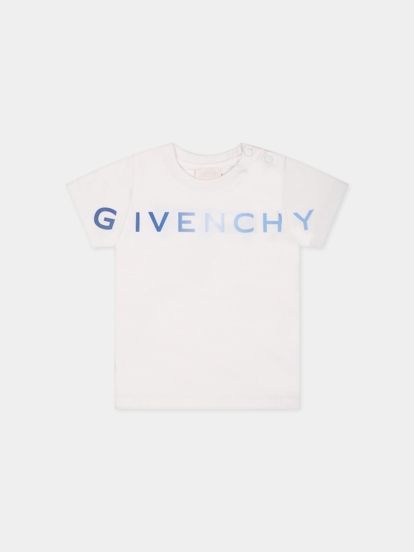 T-shirt bianca per neonato con logo e motivo 4G,Givenchy Kids,H05249 10P