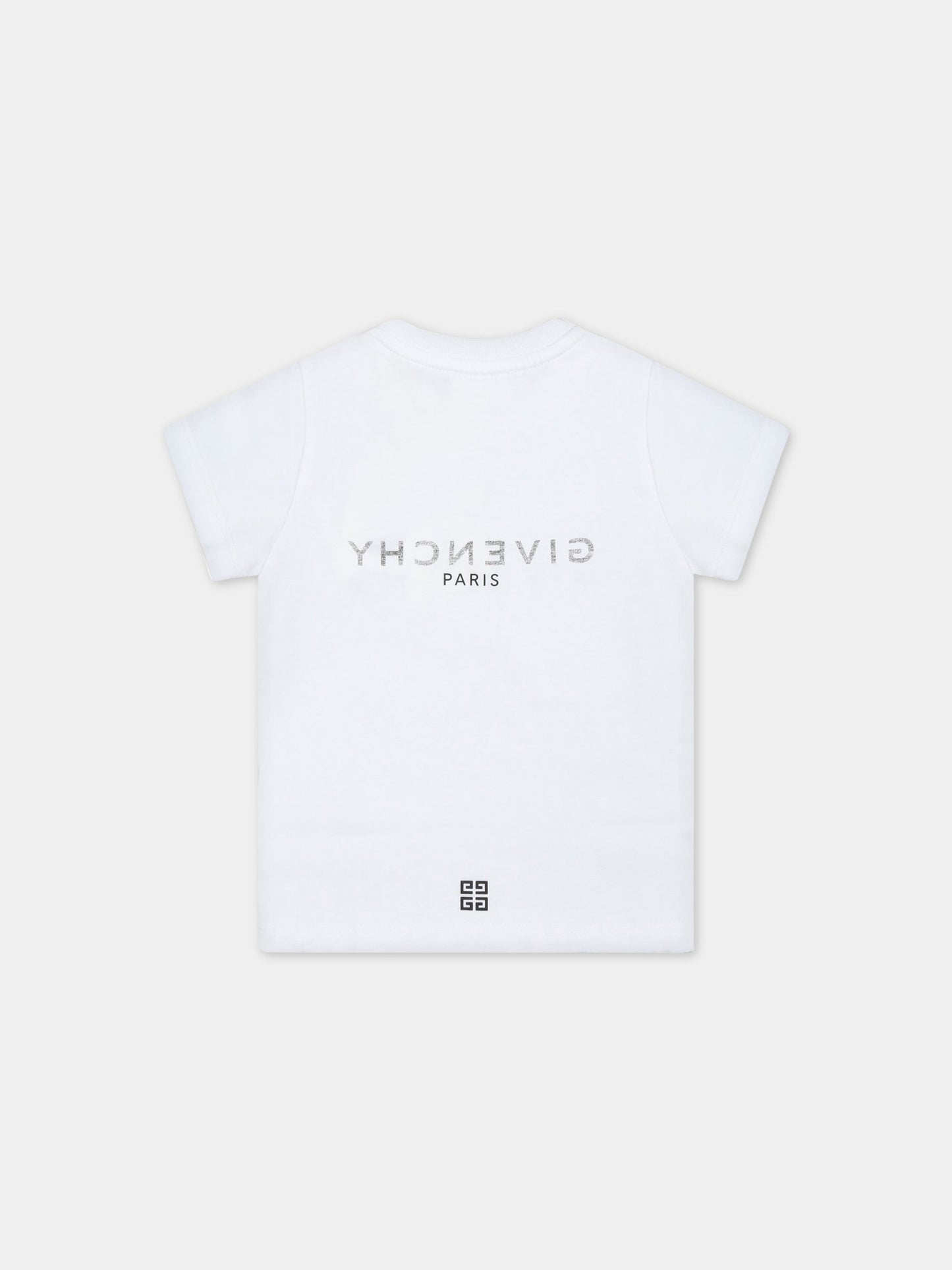 T-shirt bianca per neonati con logo nero,Givenchy Kids,H05246 10P