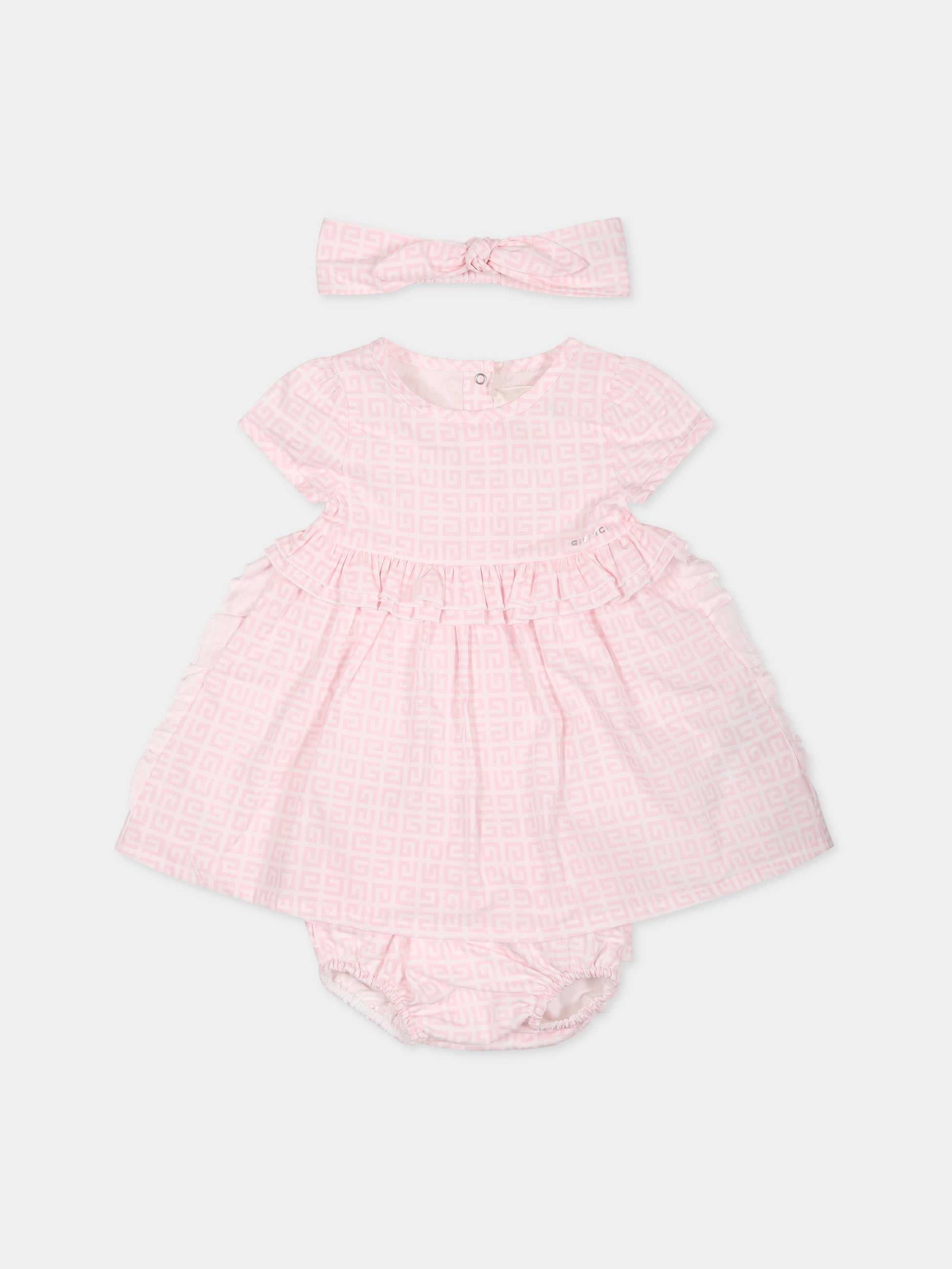Completo rosa per neonata con motivo 4G,Givenchy Kids,H98168 44Z