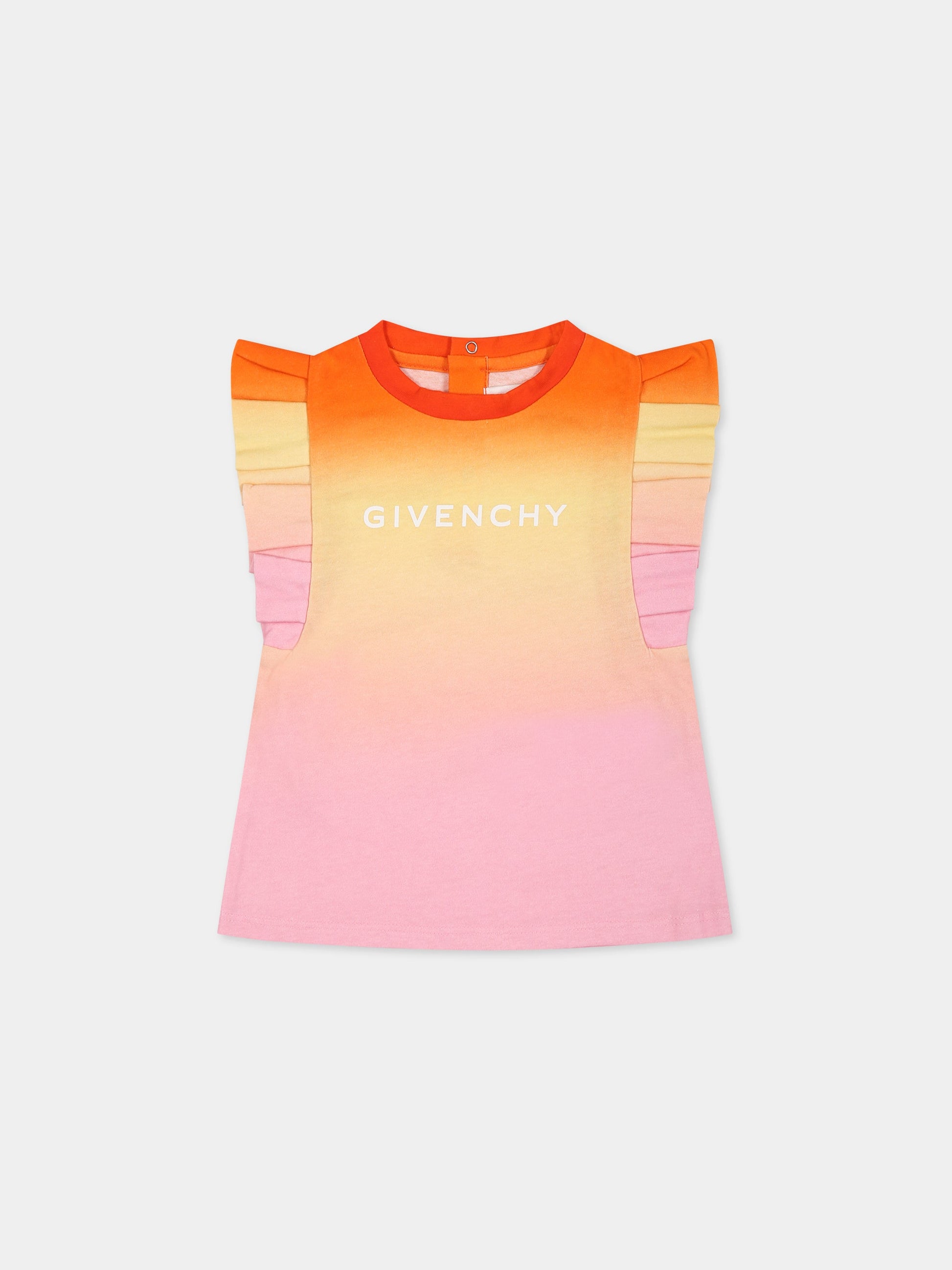 T-shirt multicolor per neonata con logo,Givenchy Kids,H05259 Z40