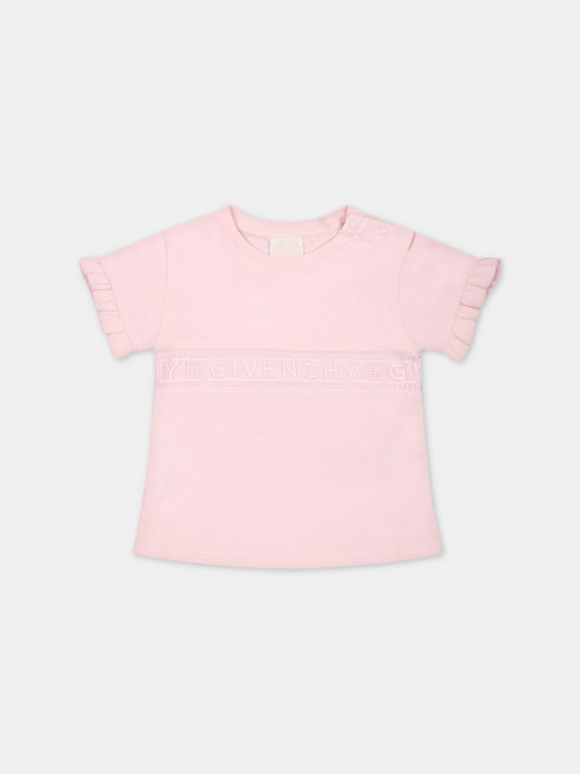 T-shirt rosa per neonata con logo,Givenchy Kids,H05257 44Z
