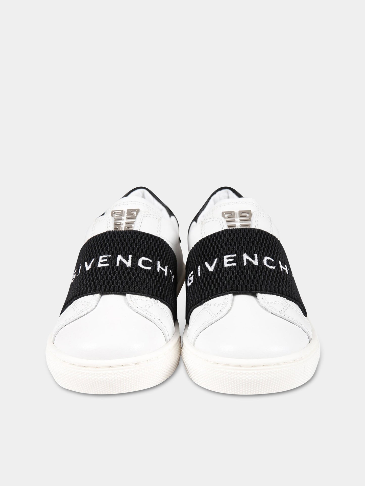 Sneakers bianche per neonato con fascia nera logata,Givenchy Kids,H29083 10P