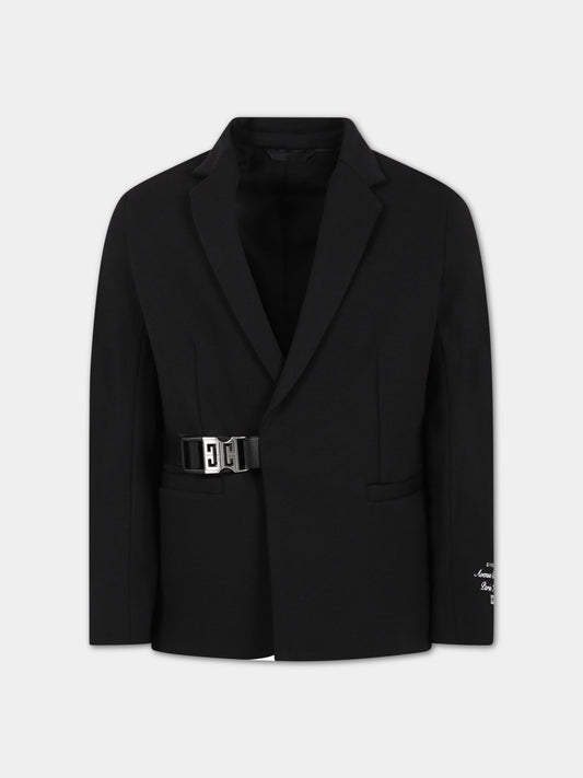 Giacca nera per bambino con monogramma,Givenchy Kids,H26126 09B