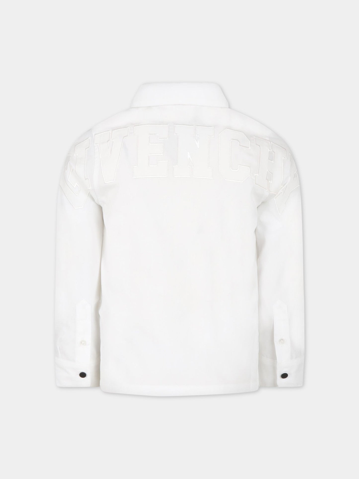 Camicia bianca per bambino con logo nero,Givenchy Kids,H25421 10P