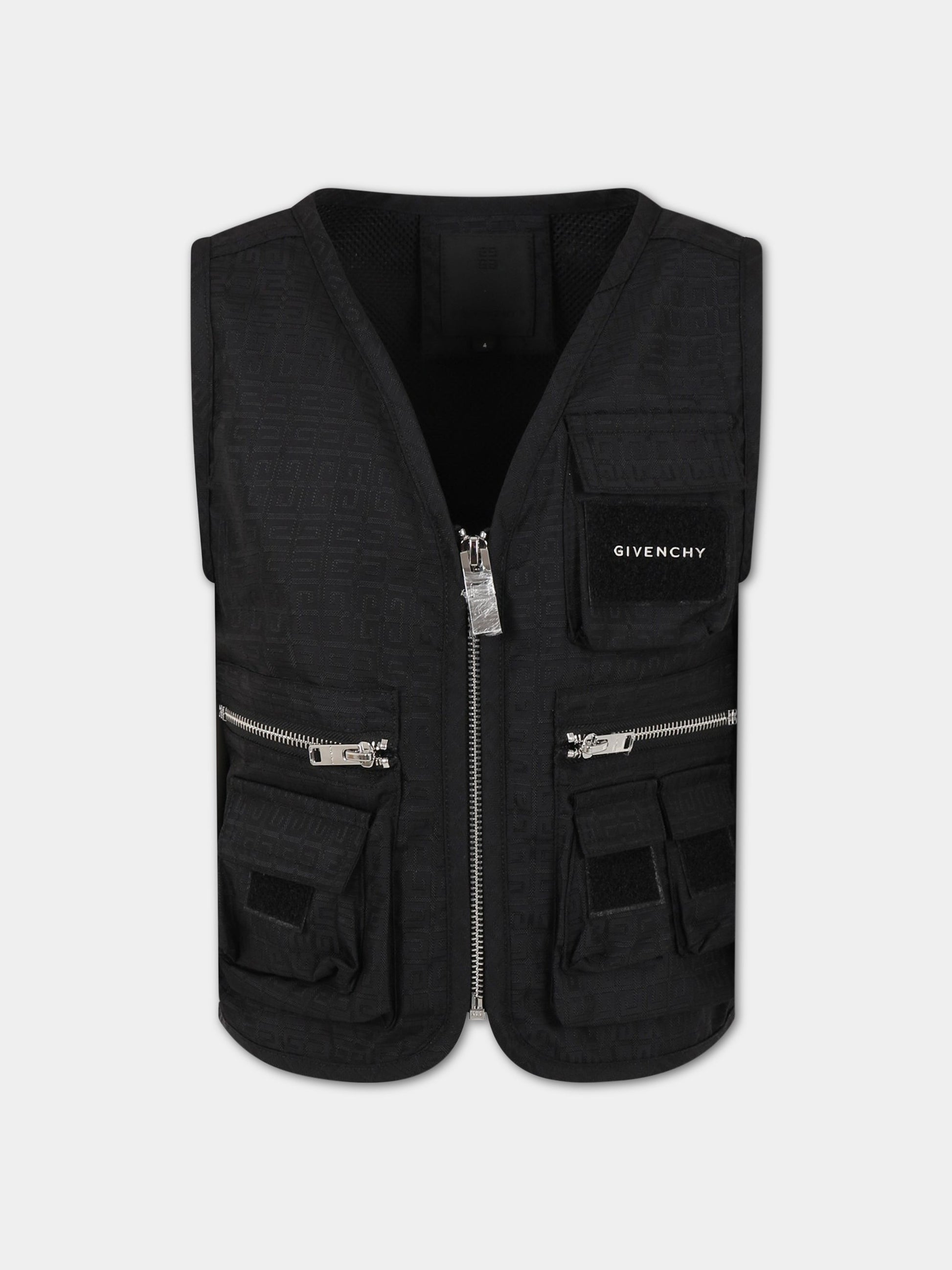Gilet nero per bambino con logo,Givenchy Kids,H26129 09B