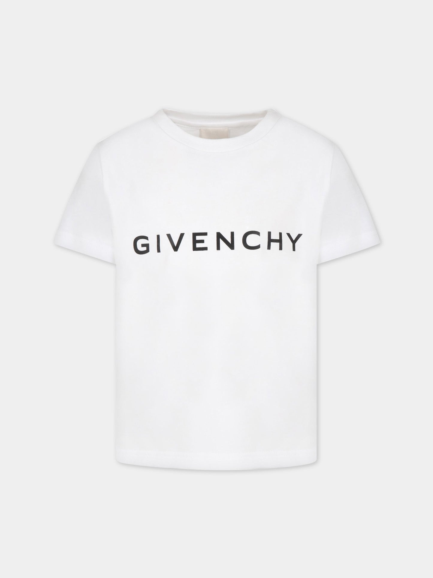 T-shirt bianca per bambino con logo nero,Givenchy Kids,H25406 10P