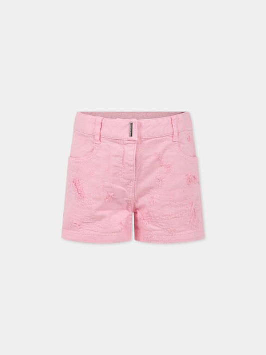 Shorts rosa per bambina con logo,Givenchy Kids,H14204 465