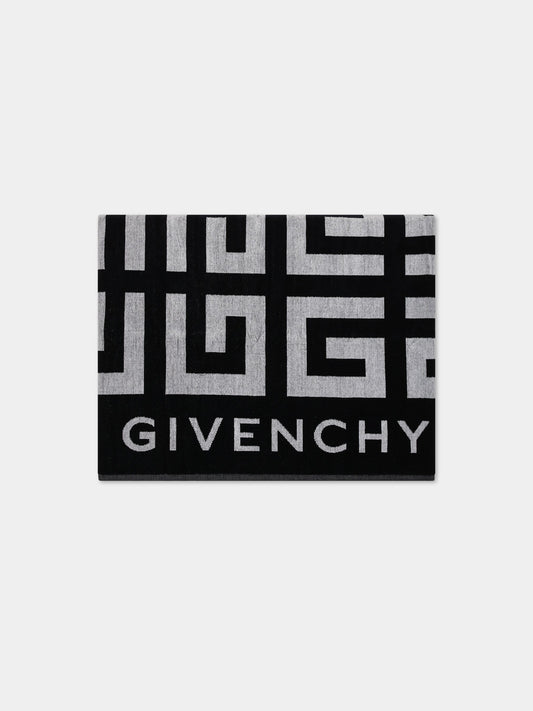 Telo mare nero per bambini con logo e motivo 4G,Givenchy Kids,H20072 M41