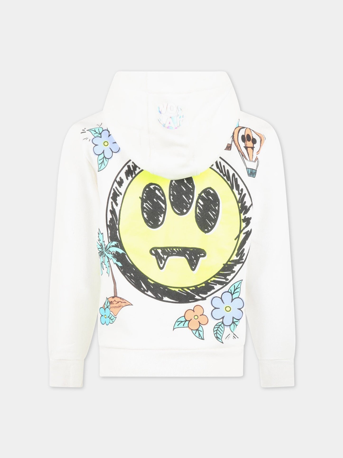 Felpa bianca per bambini con palma e smile,Barrow,032951 002