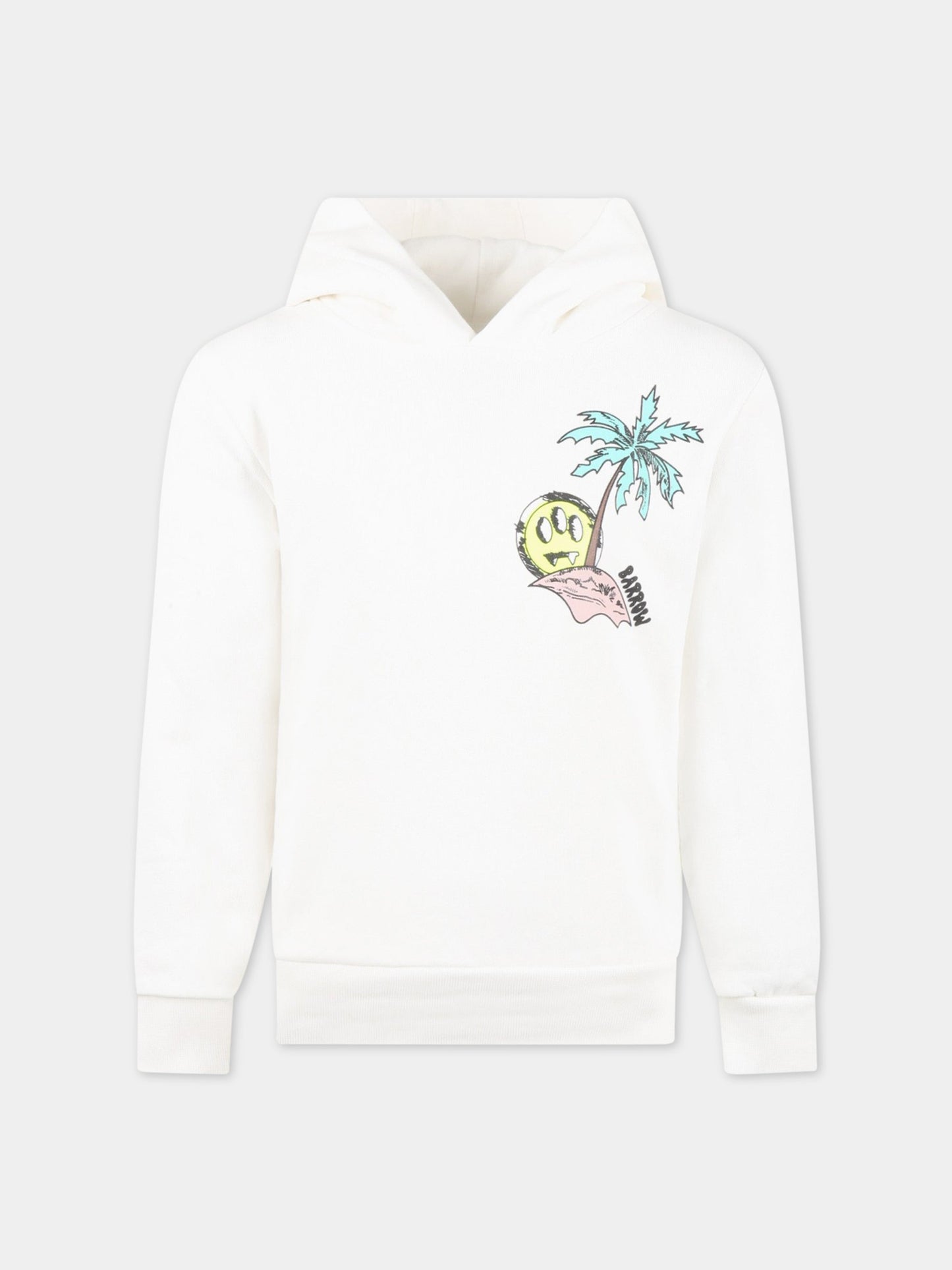Felpa bianca per bambini con palma e smile,Barrow,032951 002