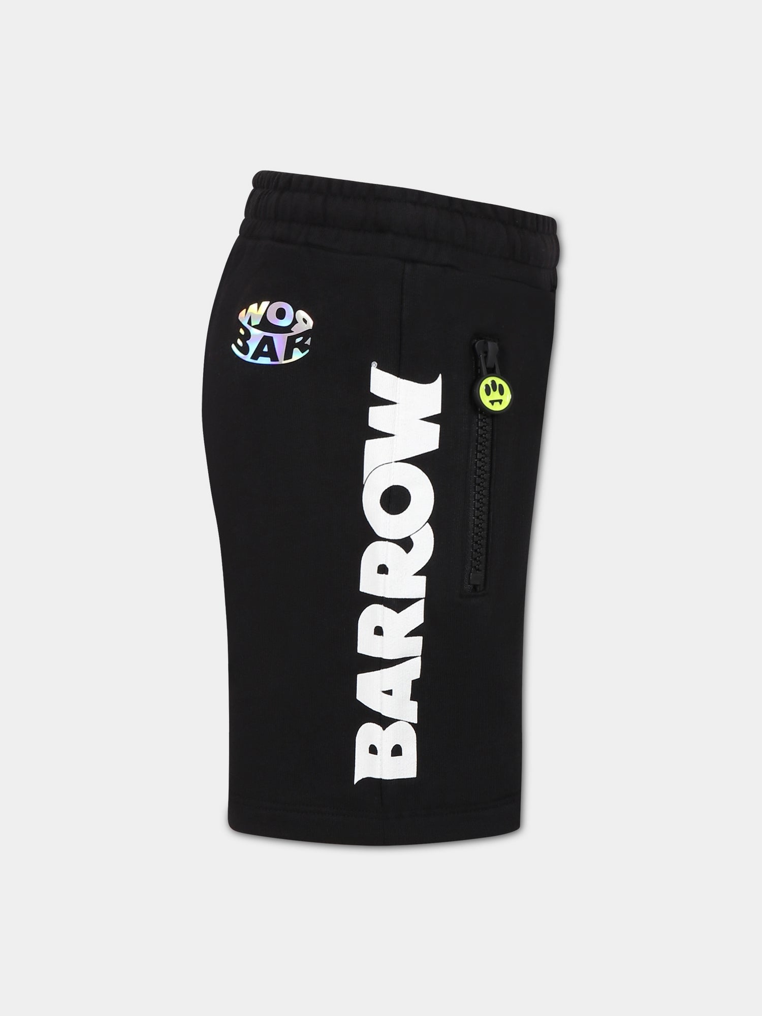 Shorts nero per bambini con logo e iconico smile,Barrow,033036 110
