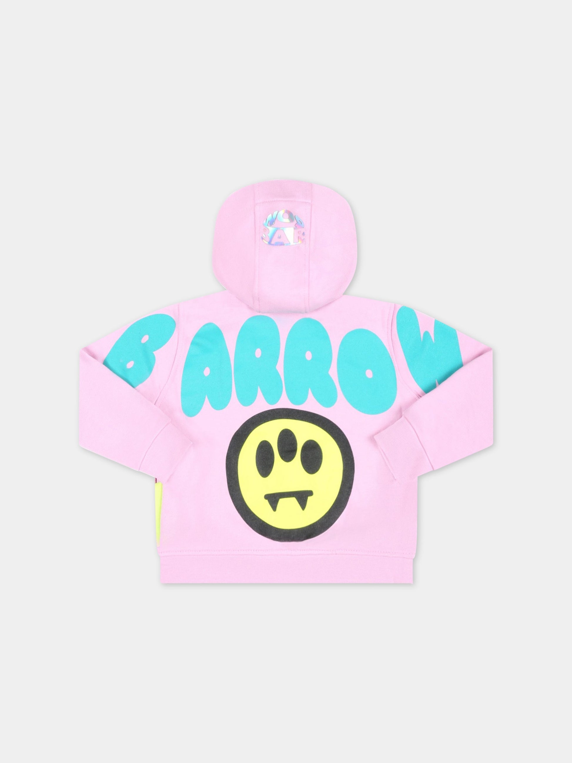 Felpa rosa per neonata con logo verde,Barrow,033118 042