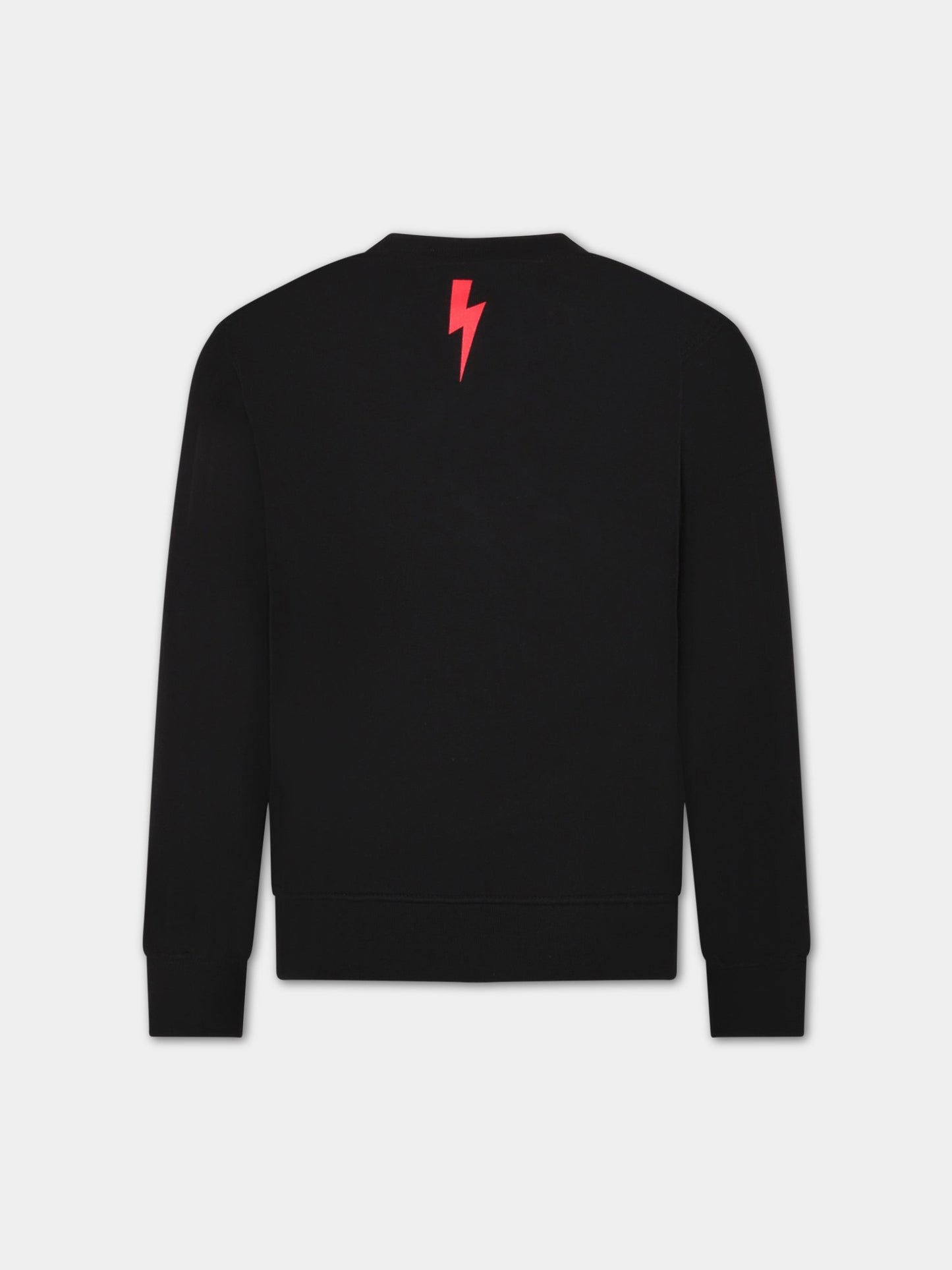 Felpa nera per bambino con logo bianco e rosso,Neil Barrett Kids,033575 110