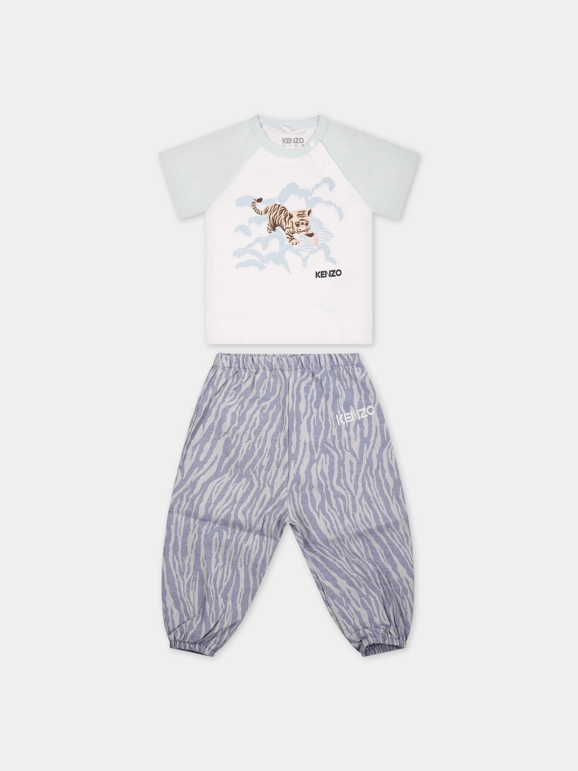 Completo multicolor per neonato con tigre e logo,Kenzo Kids,K98094 78P